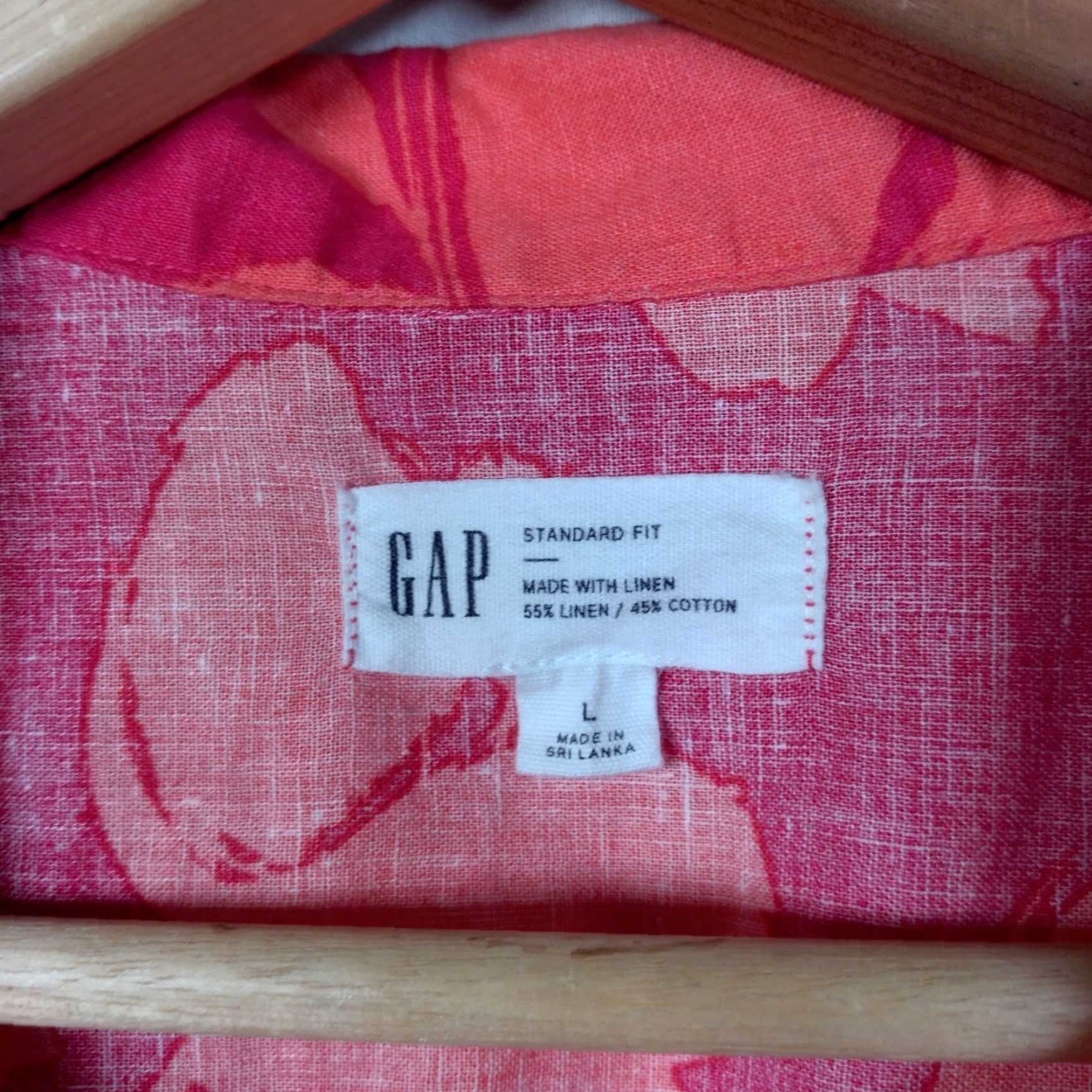 Gap VINTAGE Gap Linen Blend Shirt Men Large Pink Salmon Tropical Floral Beach Surf Vacation Casual Mens Size US L / EU 52-54 / 3 - 4 Thumbnail