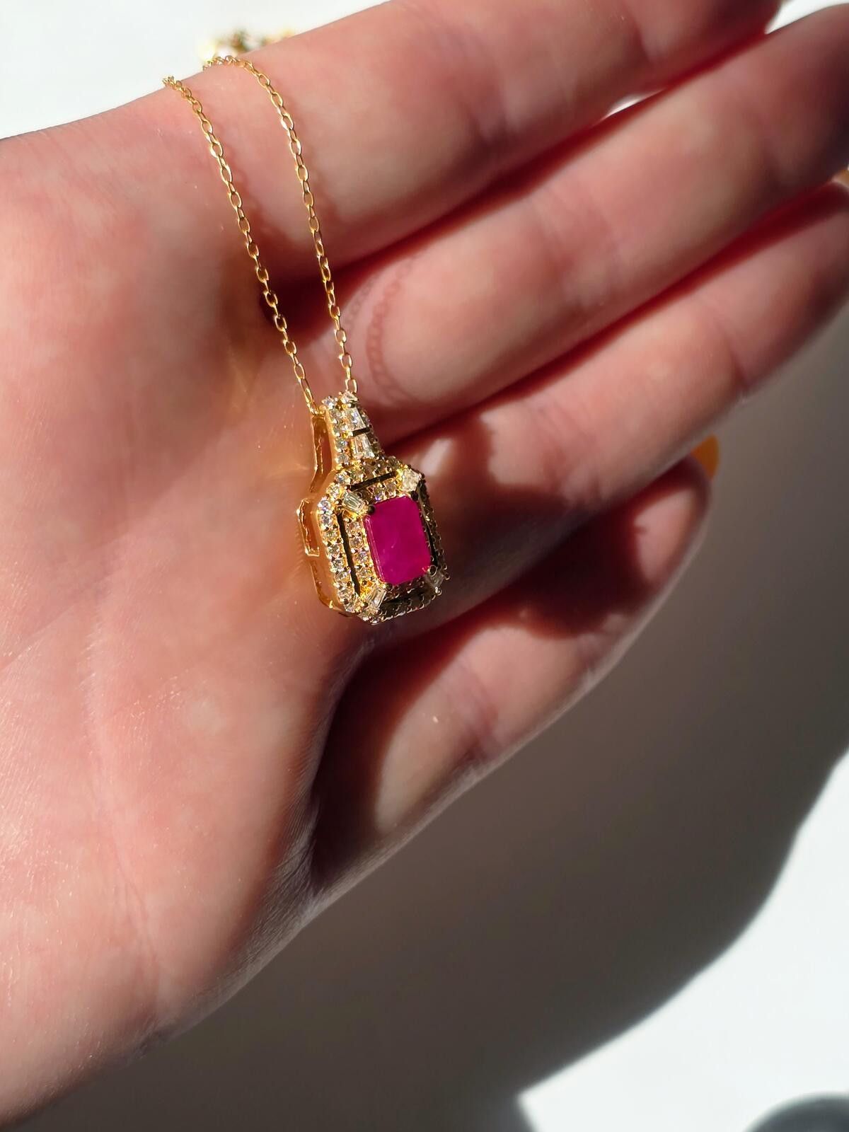 Other Taveta Ruby & Moissanite Pendant 18k Vermeil Yellow Gold Size ONE SIZE - 6 Thumbnail