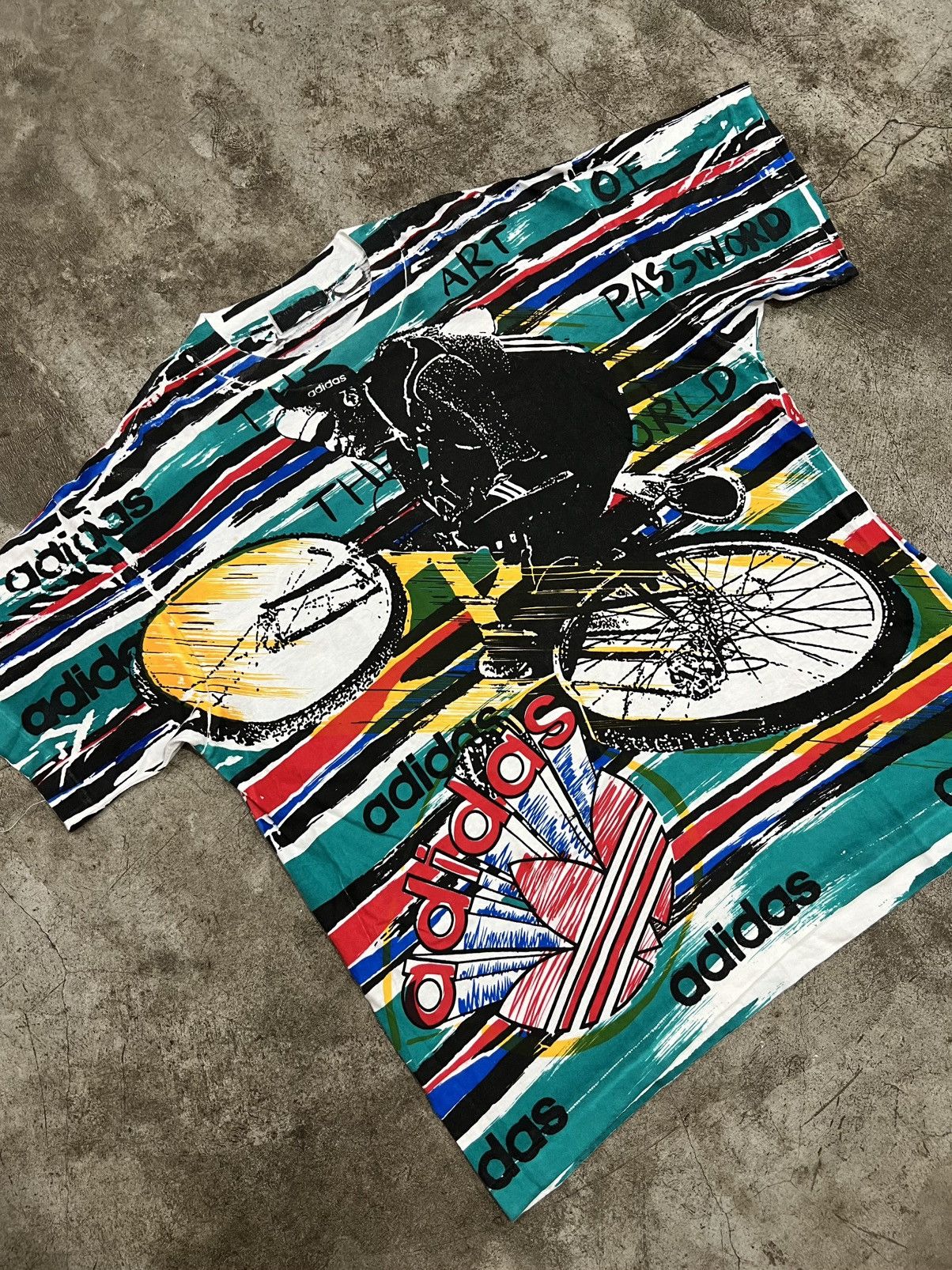 Vintage 80’s Adidas "The Art Of Password" All Over Print T-Shirt Size US L / EU 52-54 / 3 - 2 Thumbnail