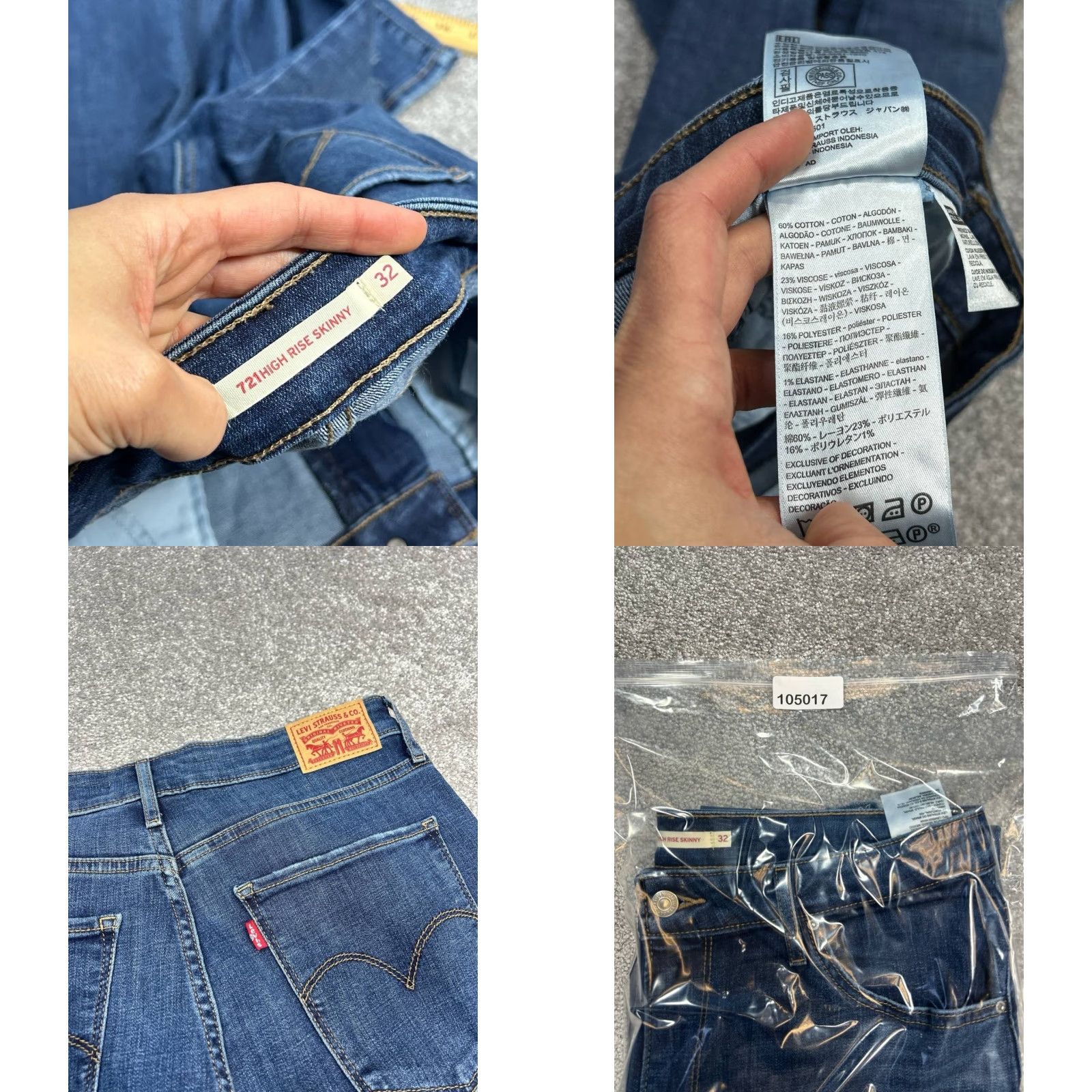 Levi's Levi's 721 Skinny Jeans Womens High Rise Blue Denim Cotton Stretch 32x29 Size 24" / US 00 / IT 34 - 8 Thumbnail