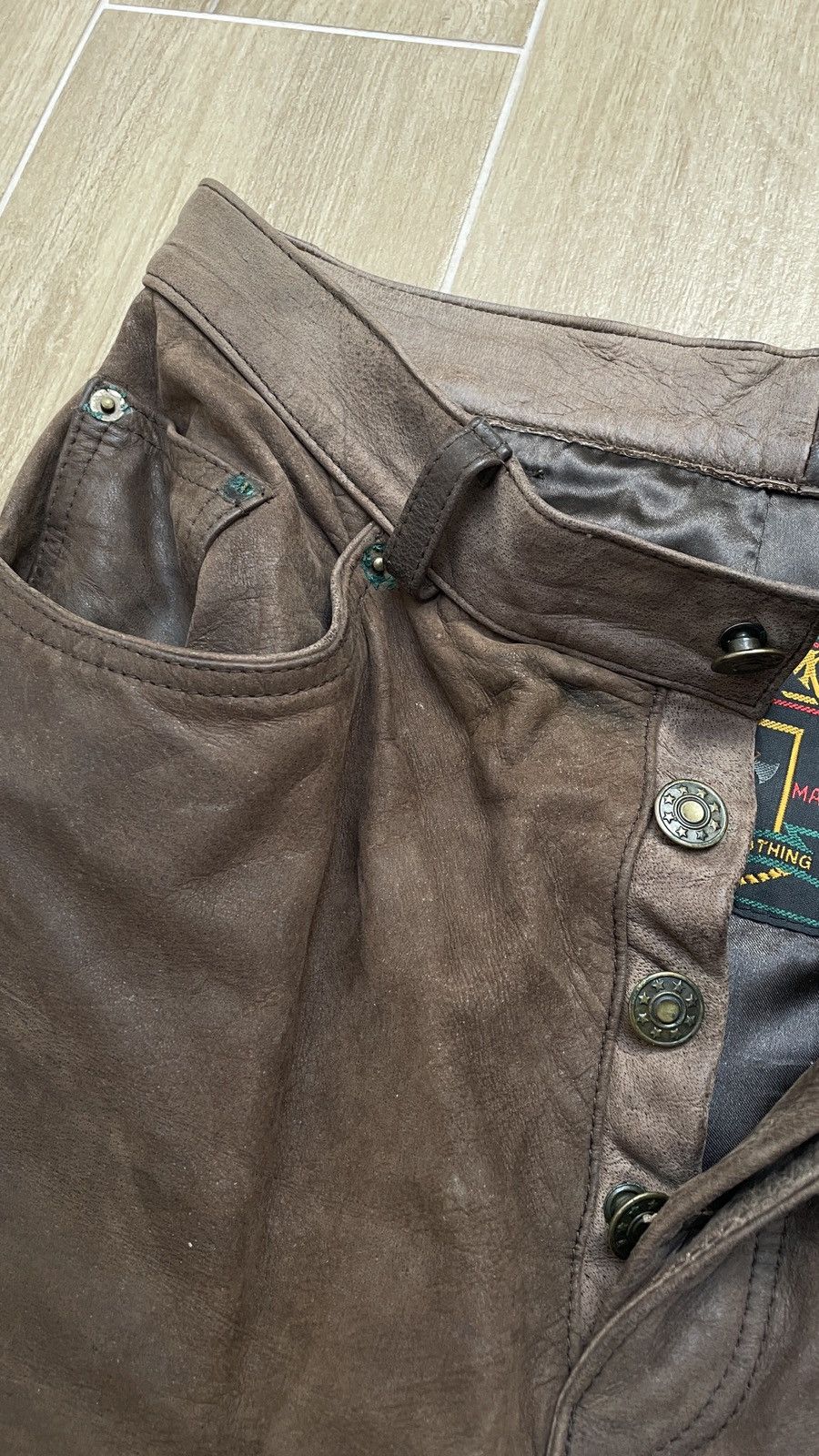 Leather Tomahawk Vintage 90s Y2K Brown Cowboy Genuine Leather Pants Size US 31 - 7 Thumbnail