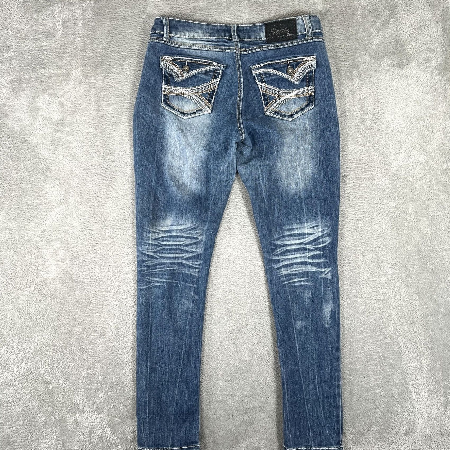 Denime Sizzle Jeans Womens 9 Distressed Skinny Stretch Embellished Pocket Denim Pants Size 30" / US 8 / IT 44 - 5 Thumbnail