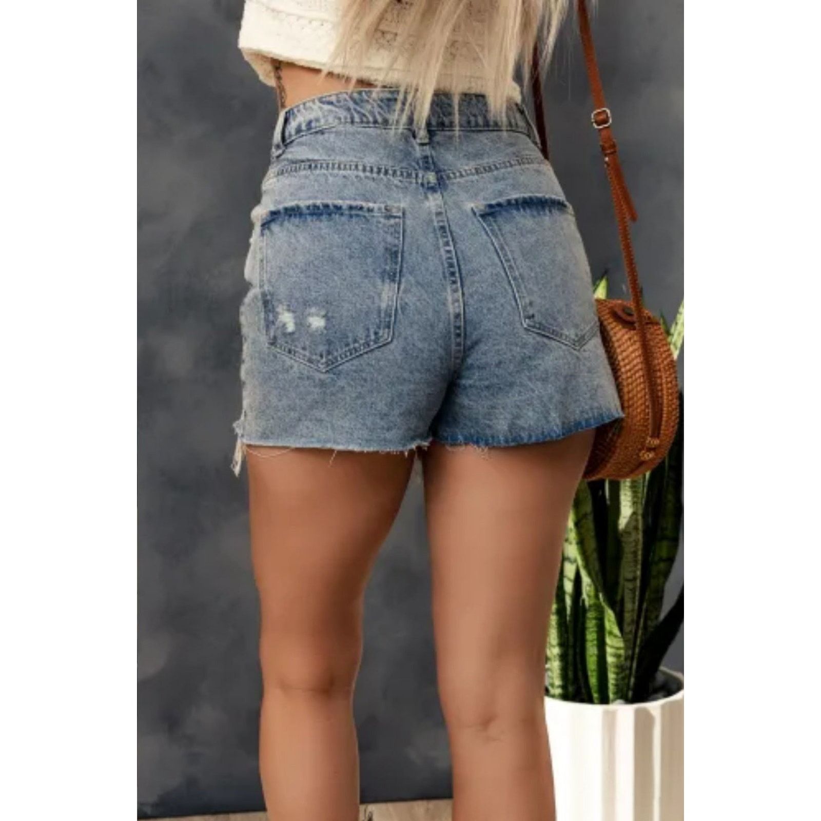 Other Denim Rhinsestone High Waist Shorts Size 16 Denim Cut Off Size 38" / US 16 / IT 52 - 3 Thumbnail