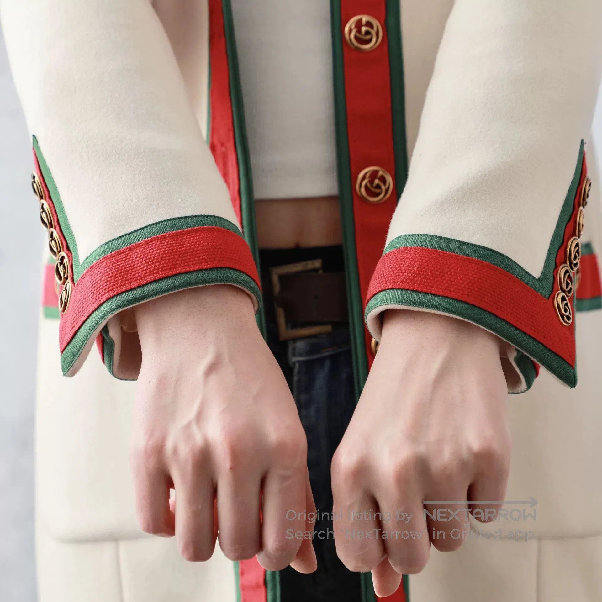 Gucci Gucci Beige Wool Stripe Long Coat. Size XS / US 0-2 / IT 36-38 - 5 Thumbnail