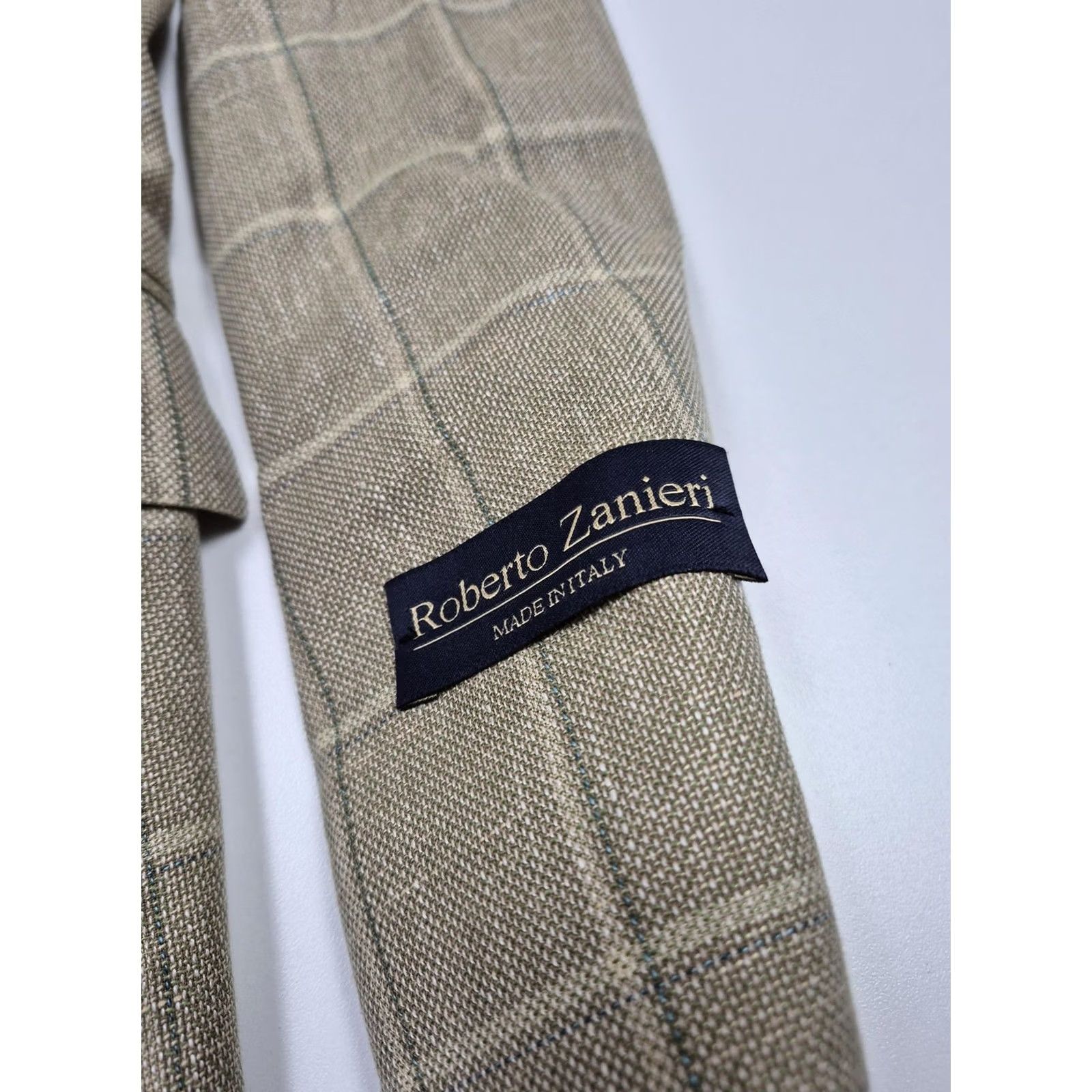 Vintage VINTAGE Roberto Zanieri Blazer Mens 42L Beige Cotton Wool Linen Italy Sport Coat Jacket Size 42R - 4 Thumbnail