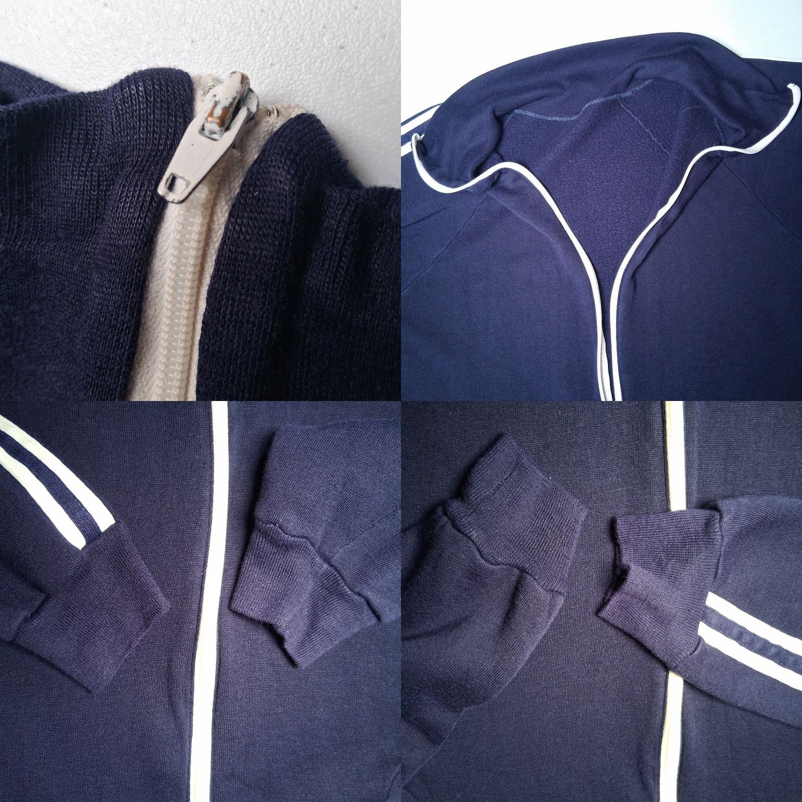 Vintage VINTAGE Track Jacket Men L Full Zip High Neck Collared Stripe Raglan Sleeve Blue-Striped Knit Athletic 1970s 1980s Streetwear Mens Size US L / EU 52-54 / 3 - 9 Thumbnail