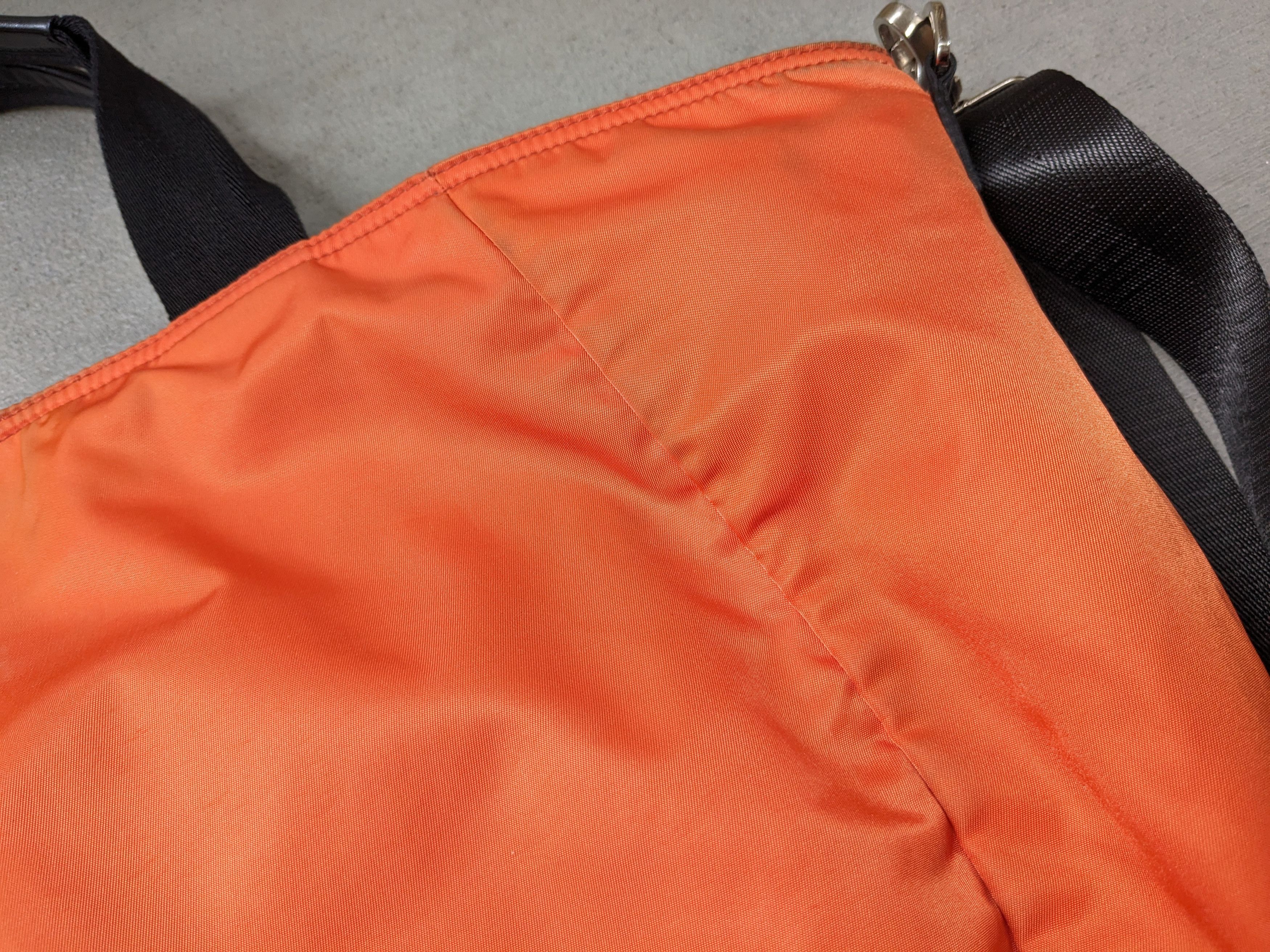 Prada Prada Bag Tote Purse Orange Nylon Black 2Way Shoulder Size ONE SIZE - 17 Thumbnail