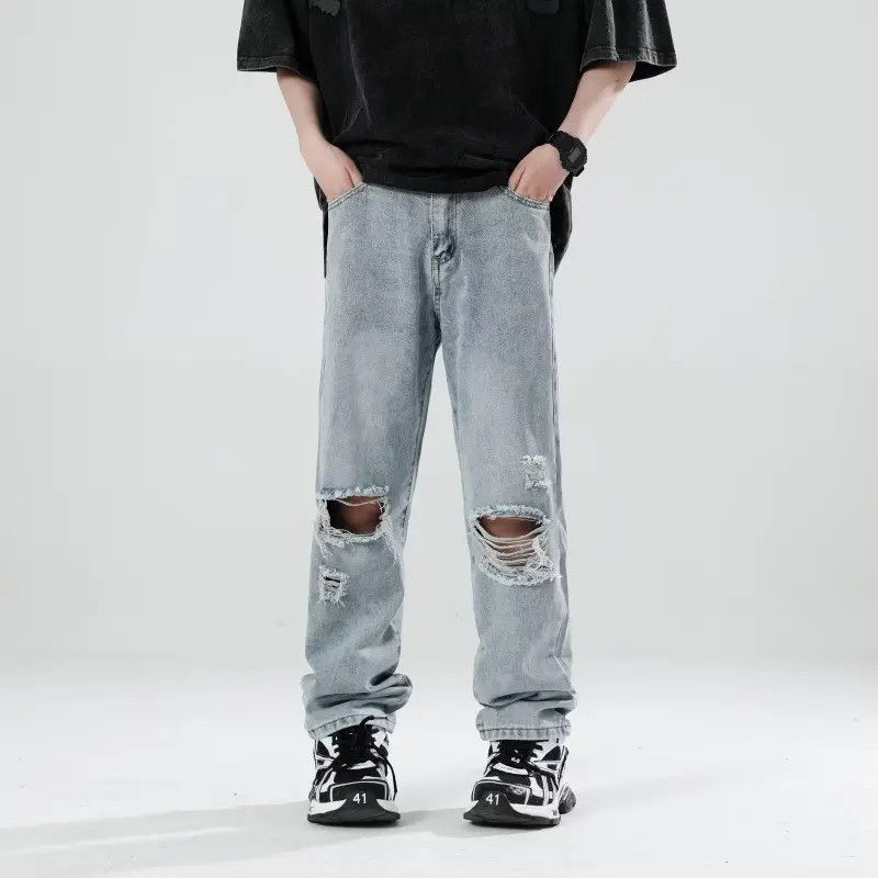 Japanese Brand Retro loose ripped straight leg jeans Size US 28 / EU 44 - 6 Thumbnail