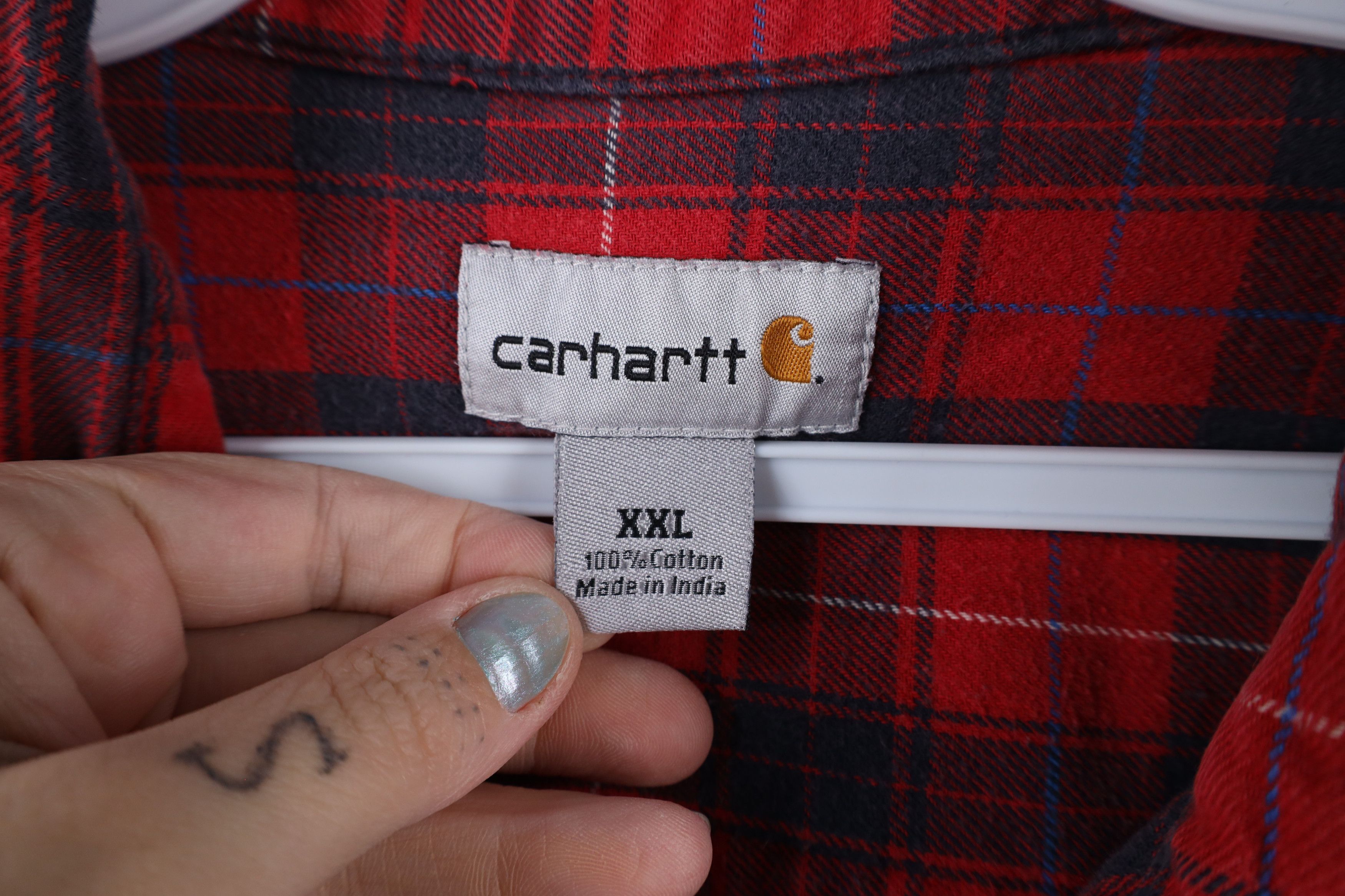 Carhartt × Vintage Vintage Carhartt Spell Out Collared Flannel Button Shirt Size US XXL / EU 58 / 5 - 6 Thumbnail