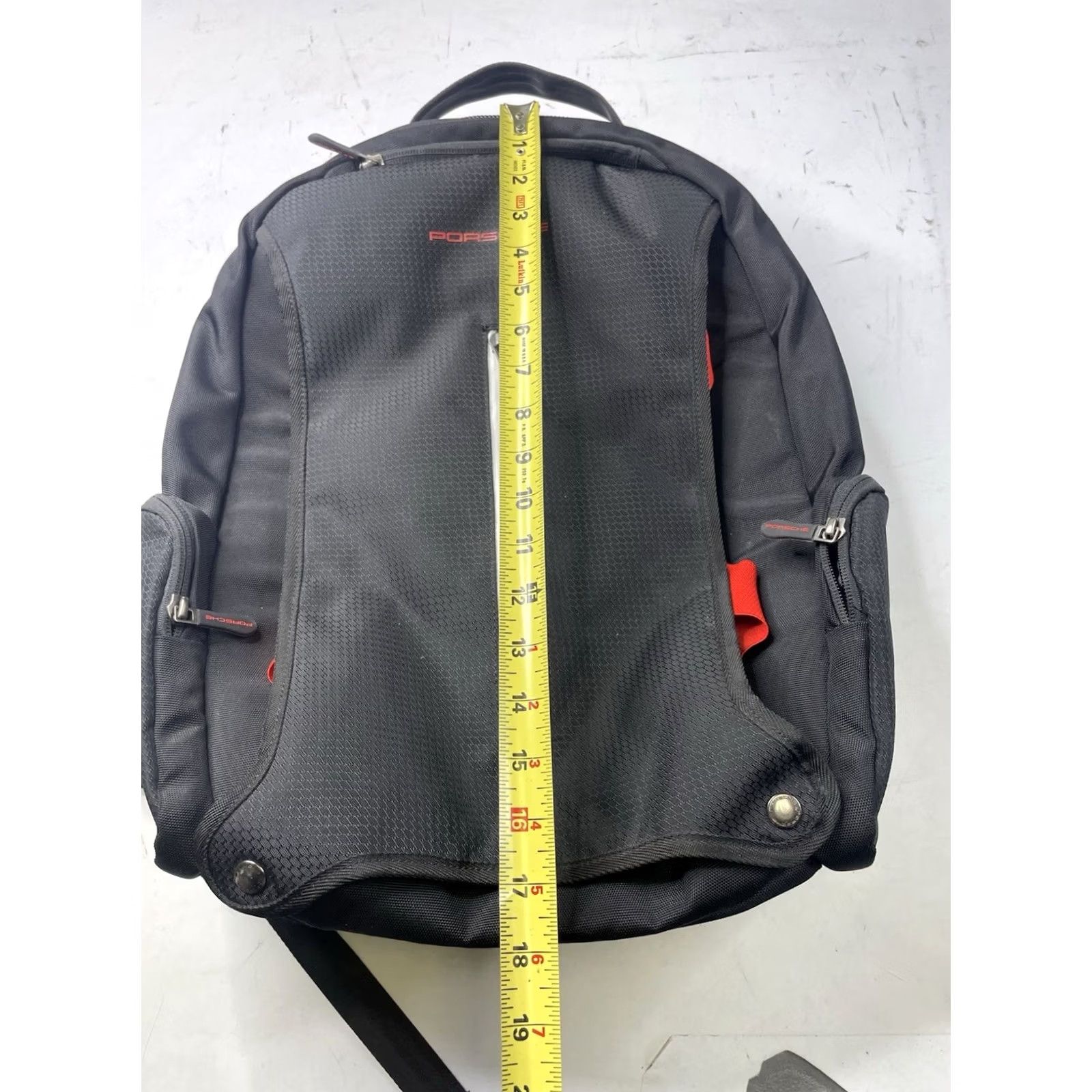 Vintage Porsche Backpack Bag Black/Red Nylon Acrylic Ruck sack Original Medium Casual Travel Workwear Zip Adjustable Strap Unisex Adults Size ONE SIZE - 5 Thumbnail