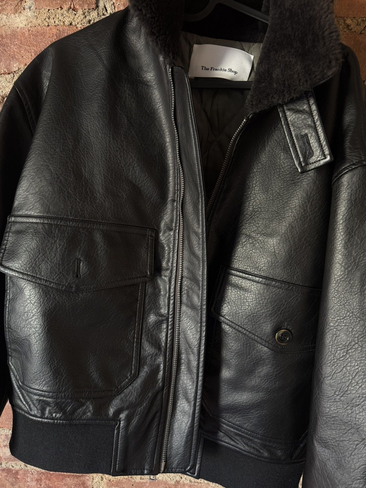 Frankie Shop Flight leather bomber jacket ysl style Size ONE SIZE - 3 Thumbnail