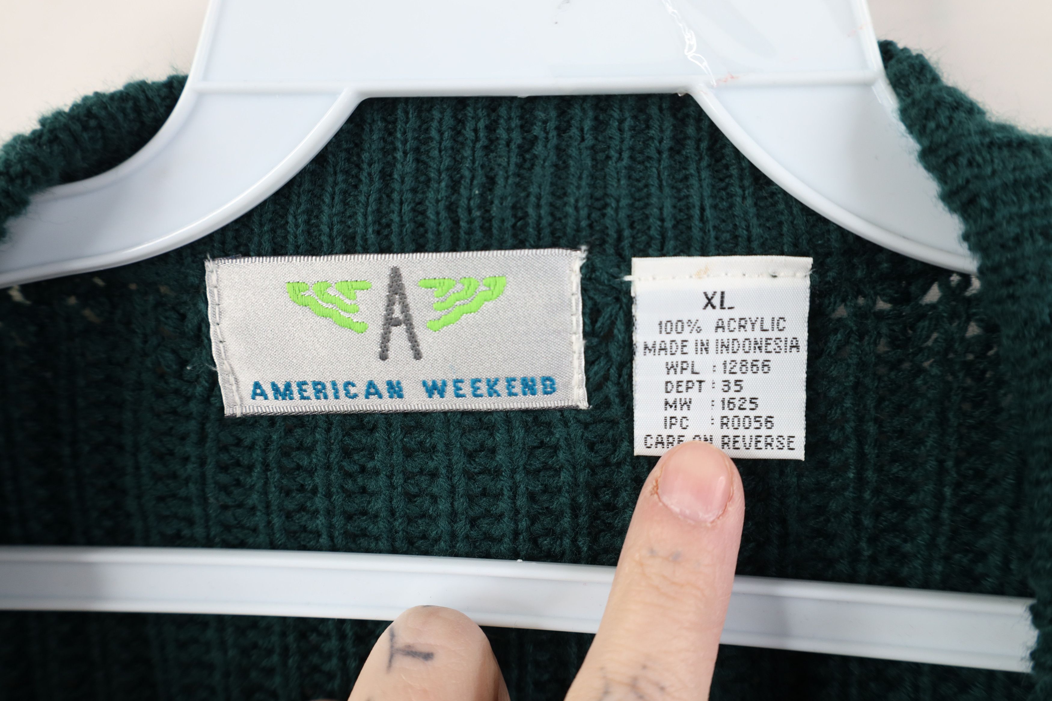 Vintage Vintage 90s Streetwear Ribbed Knit Cardigan Sweater Green Size US XL / EU 56 / 4 - 9 Thumbnail