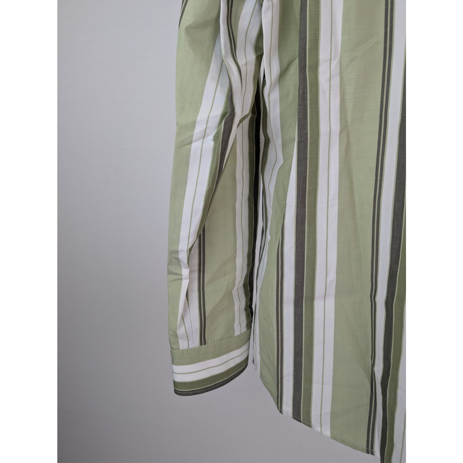 Bottega Veneta o1rshd1 Chunky Cotton Stripe Shirt Green/Olive Multi-Stripe Size US M / EU 48-50 / 2 - 15 Thumbnail