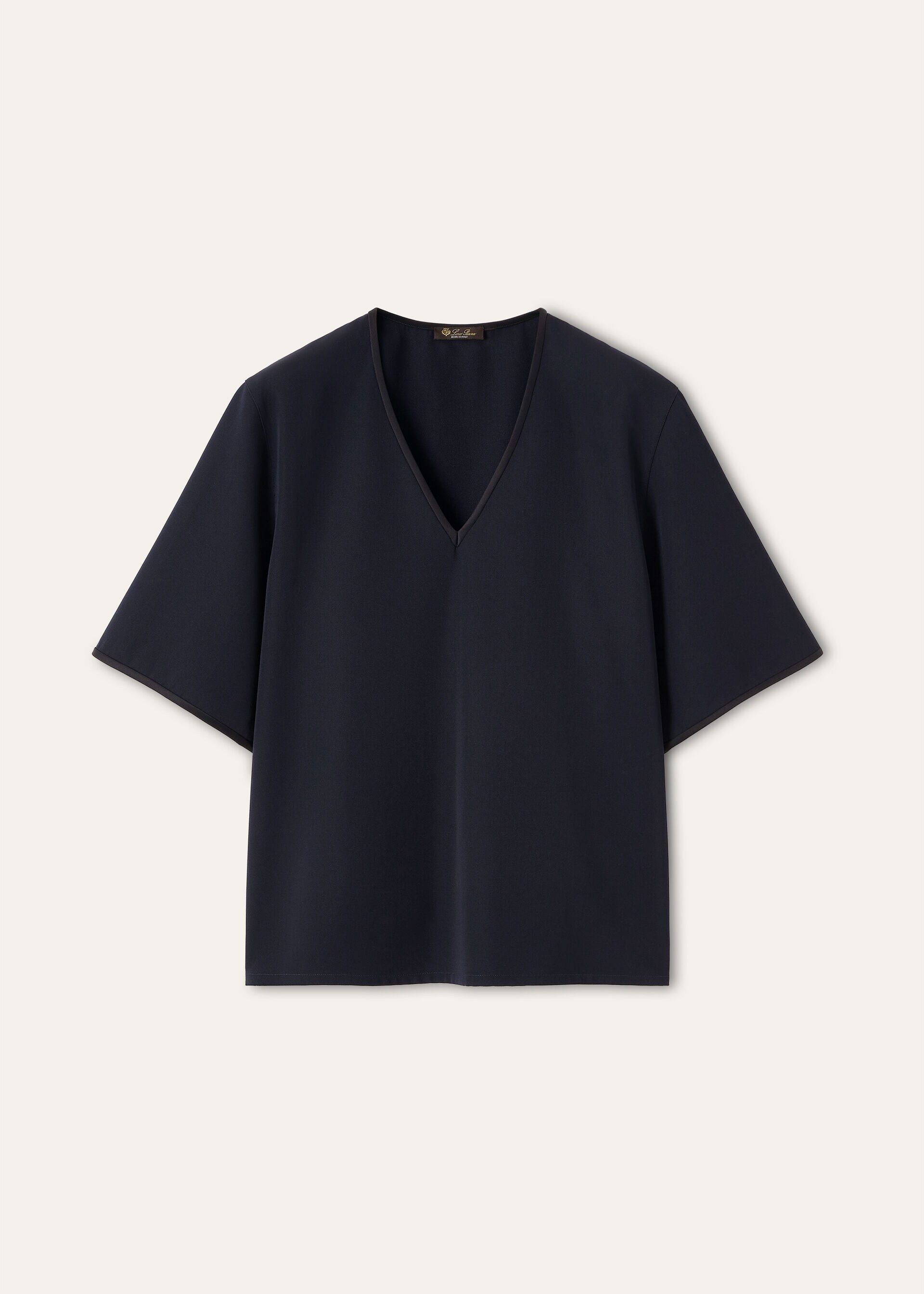 Loro Piana os11x0426 FAQ6631 Lillie T-Shirt in Navy Blue Size M / US 6-8 / IT 42-44 - 1 Thumbnail