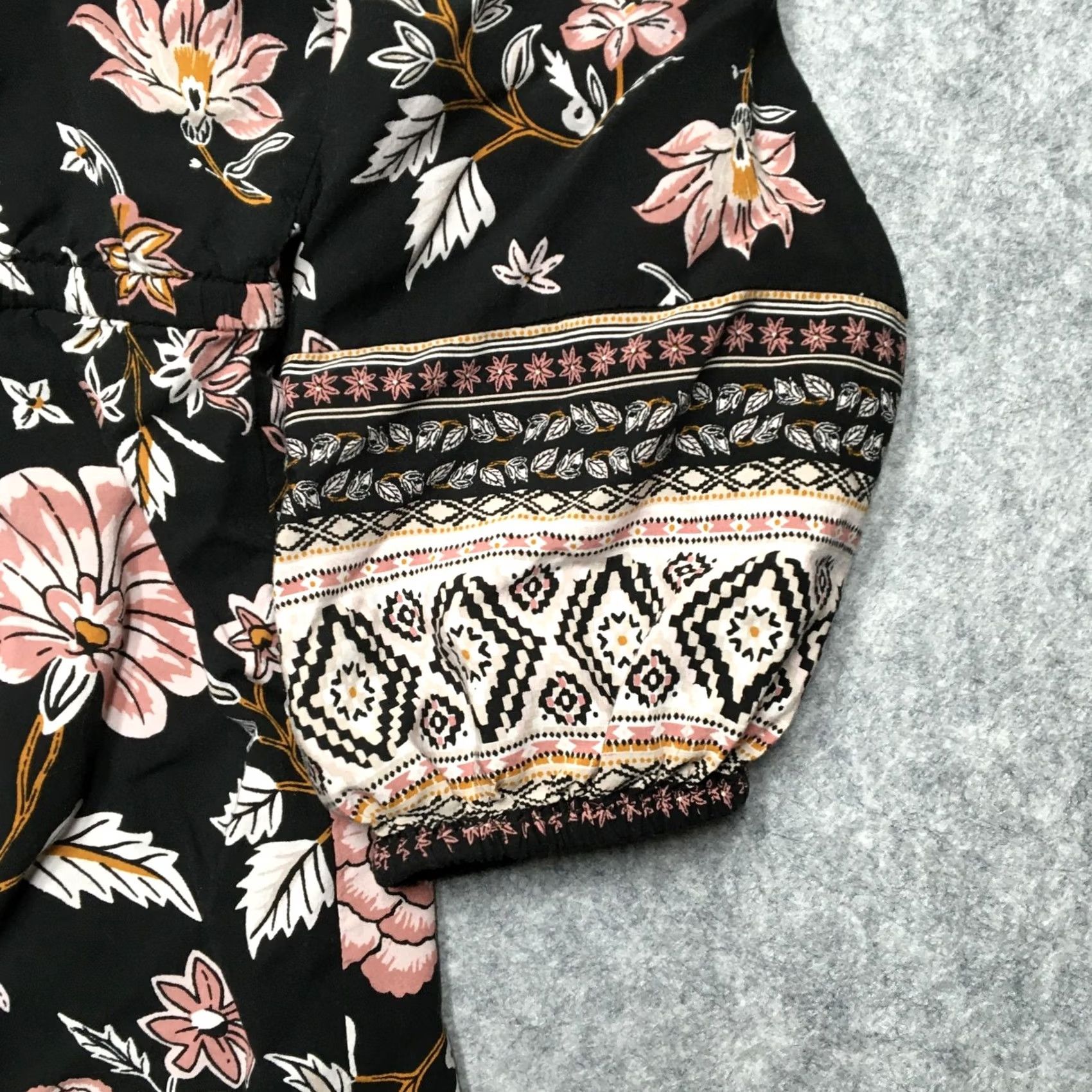 Old Navy Old Navy Dress Womens XL Black Floral V-Neck 3/4 Sleeve Fit Flare Boho Size XL / US 12-14 / IT 48-50 - 2 Thumbnail