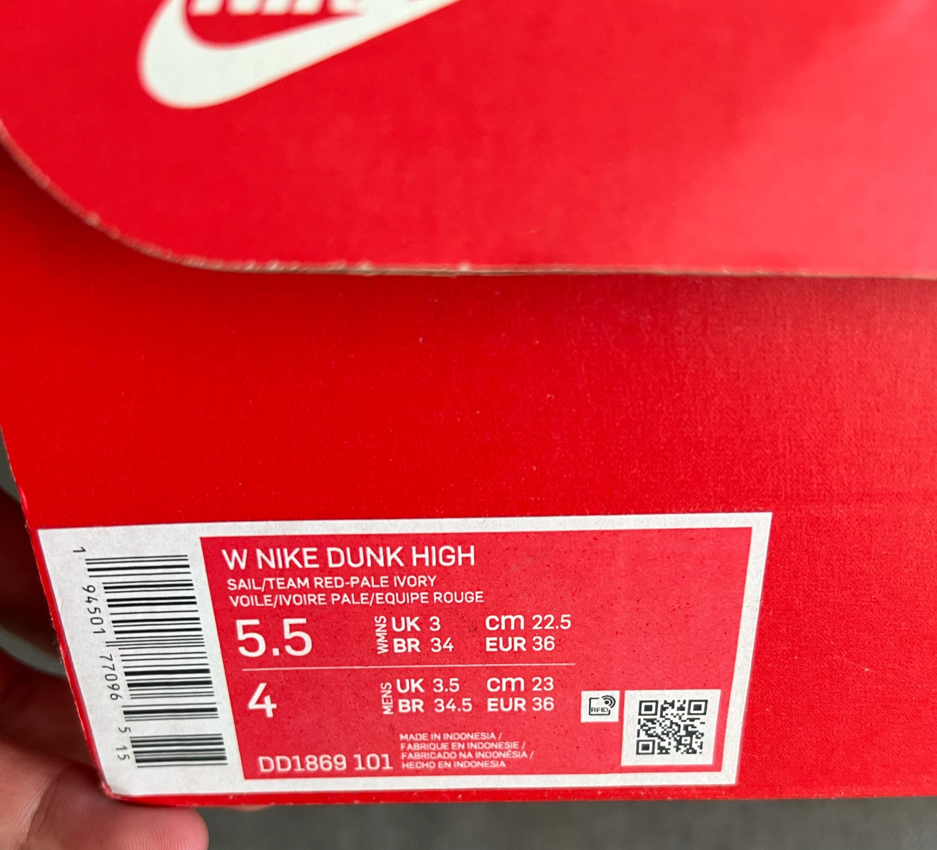 Nike Nike Dunk High Sail Team Red 36 Eu Size US 5.5 / IT 35.5 - 2 Thumbnail