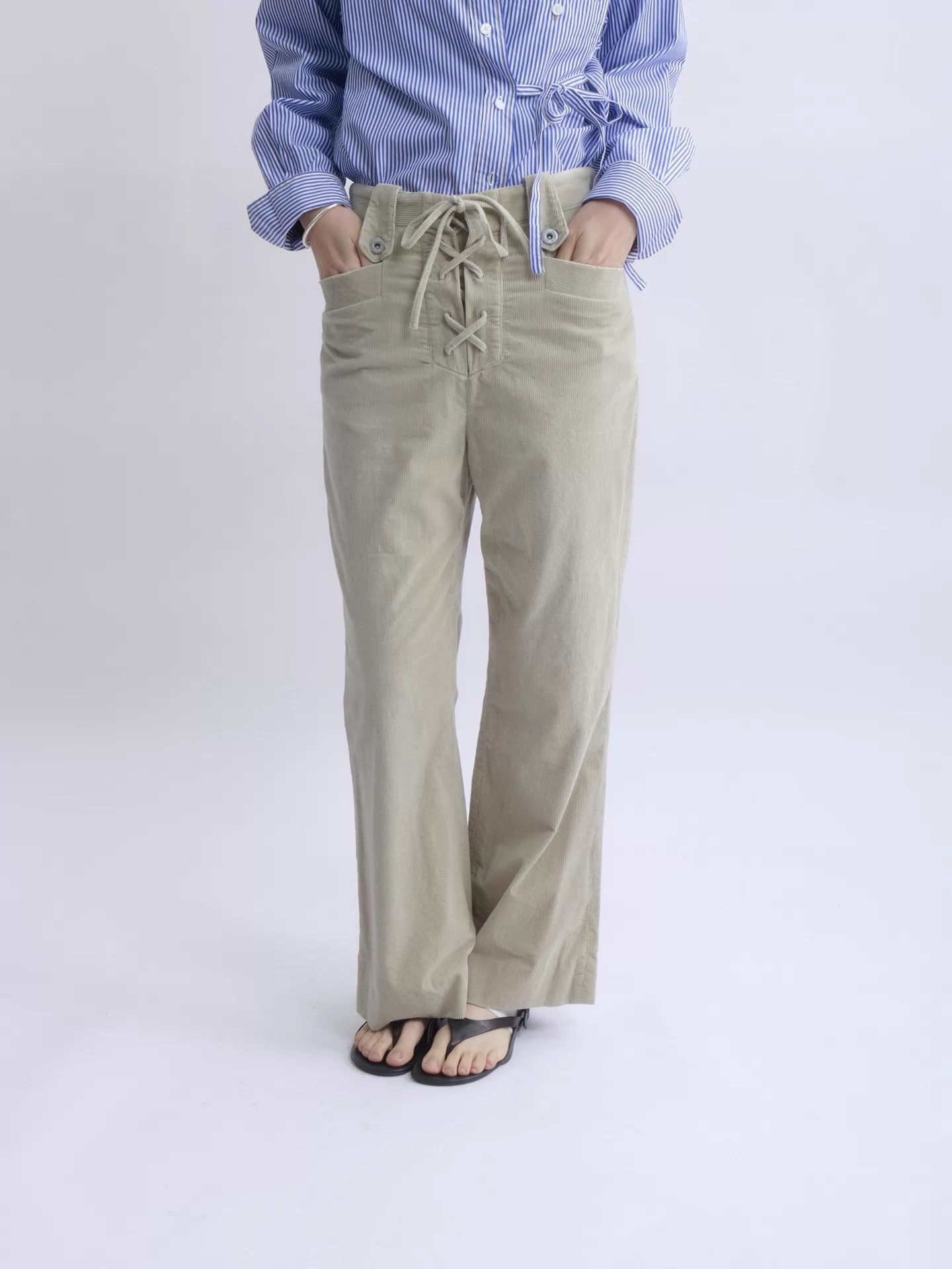 Miu Miu MIU MIU 2019AW Tie Belt Corduroy Military Wide Leg Pants Size 27" / US 4 / IT 40 - 3 Thumbnail