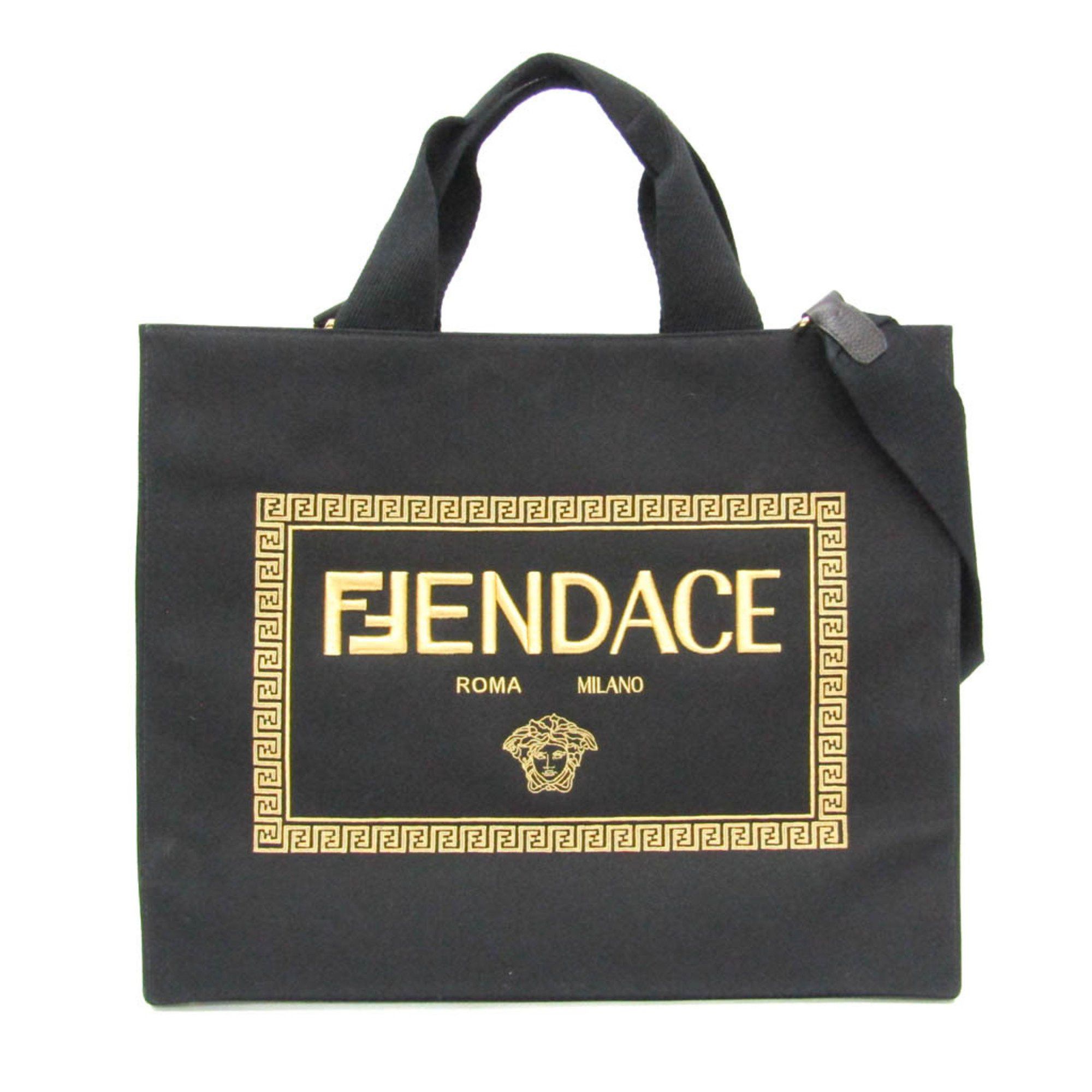 Fendi Fendi X Versace FENDACE 1006607 Men,Women Canvas Shoulder Bag,Tote Bag Gold,Black Size ONE SIZE - 1 Thumbnail