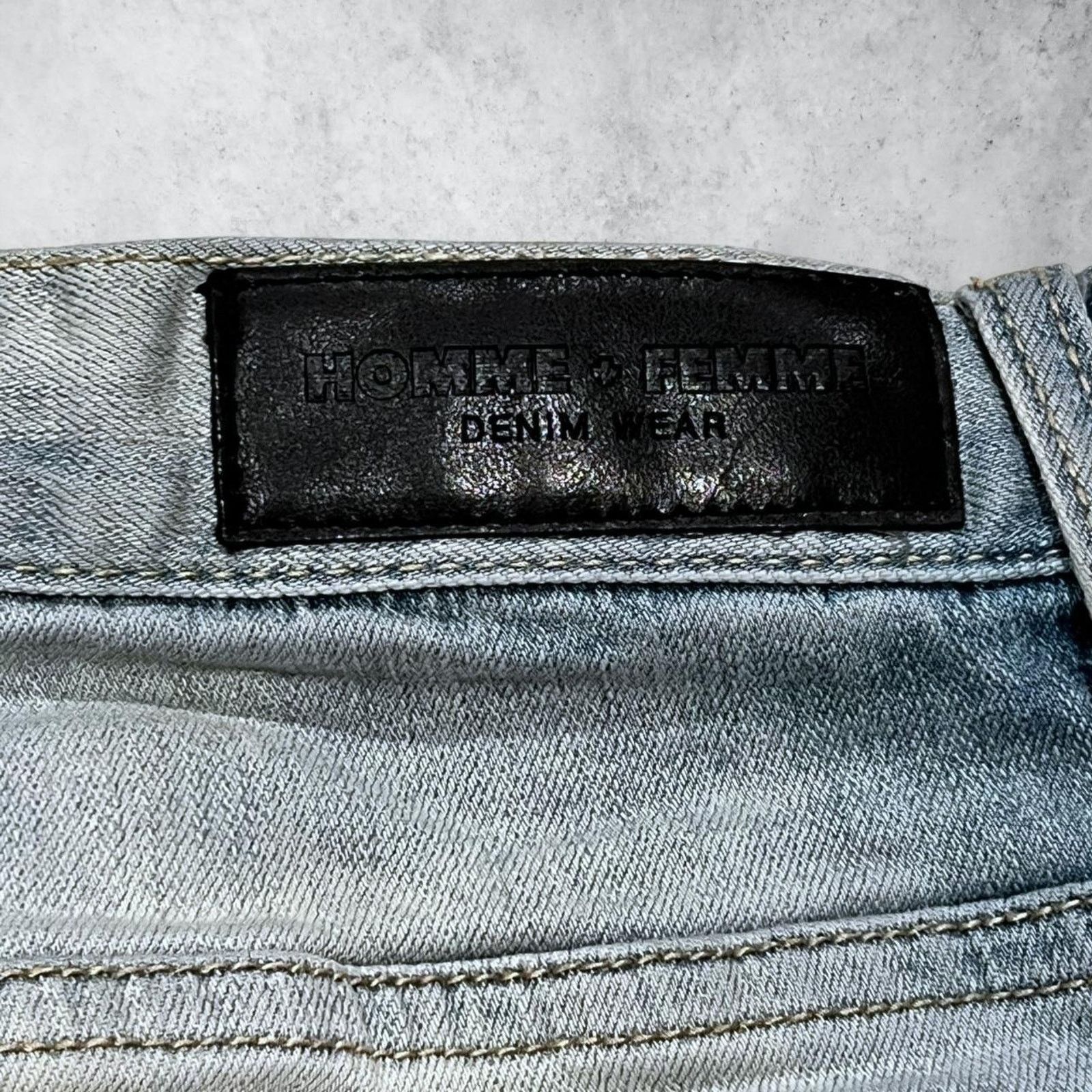 Homme + Femme La Homme + Femme Blue & Gradient Orange Skinny Jeans w/ Text Size US 36 / EU 52 - 4 Thumbnail