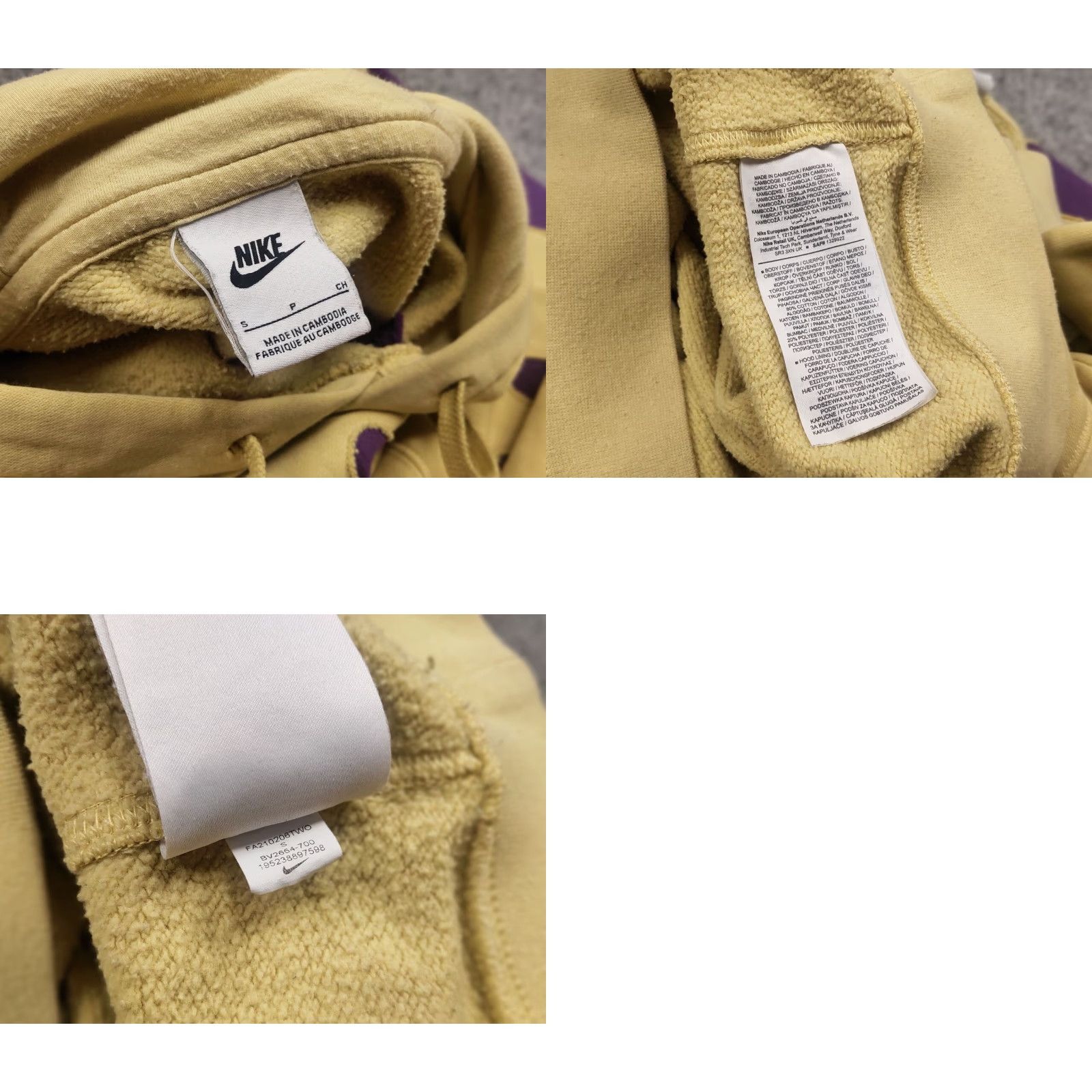 Nike Nike Hoodie Mens XS Yellow Vintage Skeleton Logo Y2K Style 90s Sports Pullover Crew Neck, Heavyweight Cotton Fleece Size US S / EU 44-46 / 1 - 9 Thumbnail