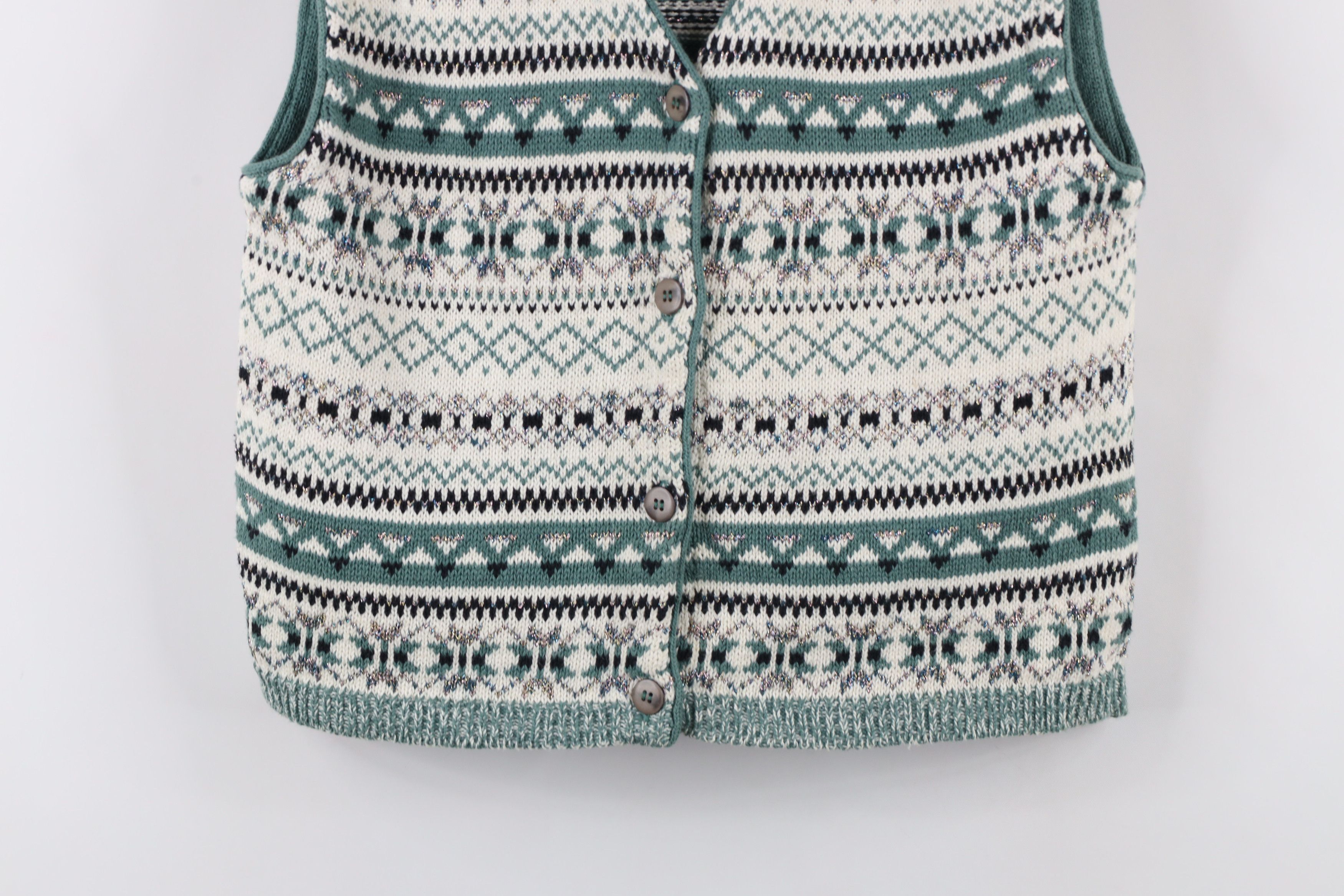 Vintage Vintage 90s Streetwear Metallic Knit Cardigan Sweater Vest Size M / US 6-8 / IT 42-44 - 3 Thumbnail