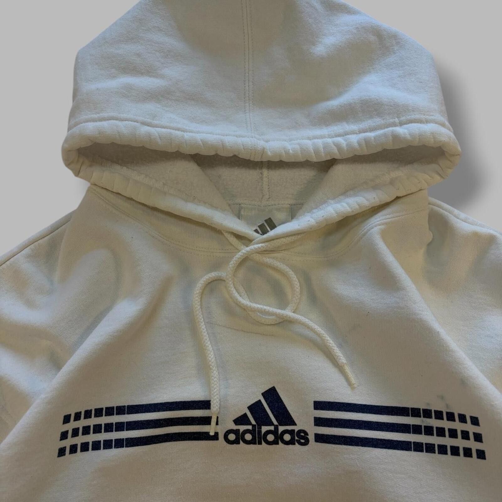 Adidas Vintage White Adidas Hoodie Size US L / EU 52-54 / 3 - 3 Thumbnail