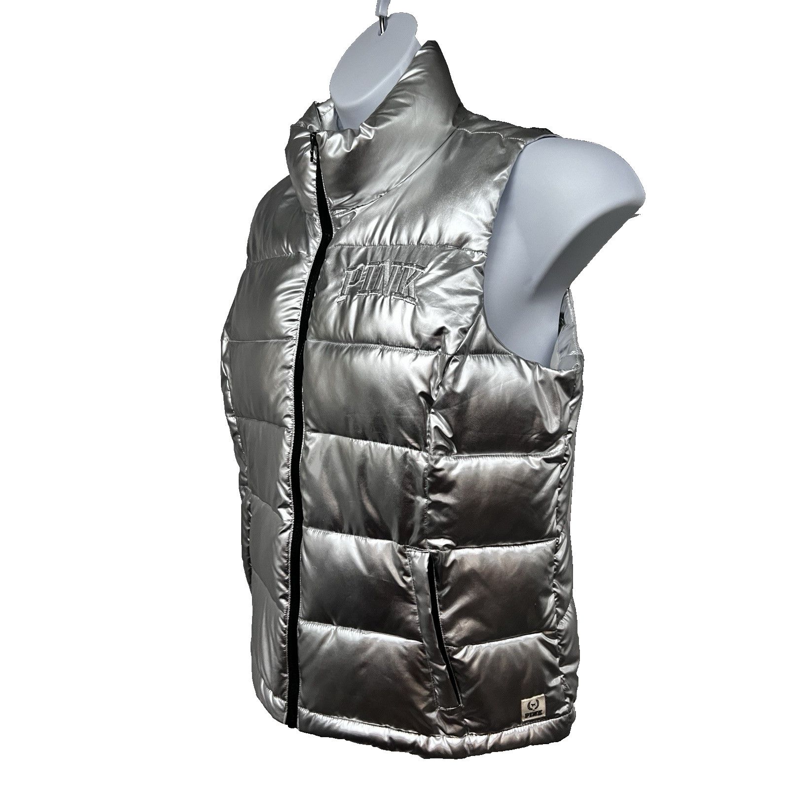 Victoria's Secret Victorias Secret Metallic Silver Zip Up Puffer Vest Jacket L Size L / US 10 / IT 46 - 2 Thumbnail
