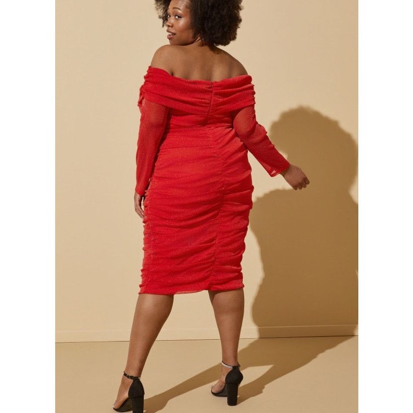 Other Plus Size 26/28 4X / Off The Shoulder Bodycon Knit Dress Size 4XL / US 24-26 - 3 Thumbnail