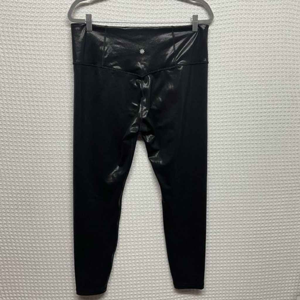 Athleta NWOT Athleta Black Faux Leather Midrise Leggings Women XL Size 34" / US 12 / IT 48 - 8 Thumbnail