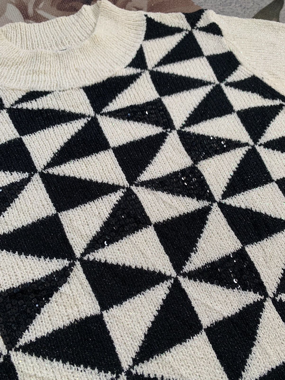 Designer Christian Aujard Paris Blink Diamond Design Knit Top Size S / US 4 / IT 40 - 6 Thumbnail