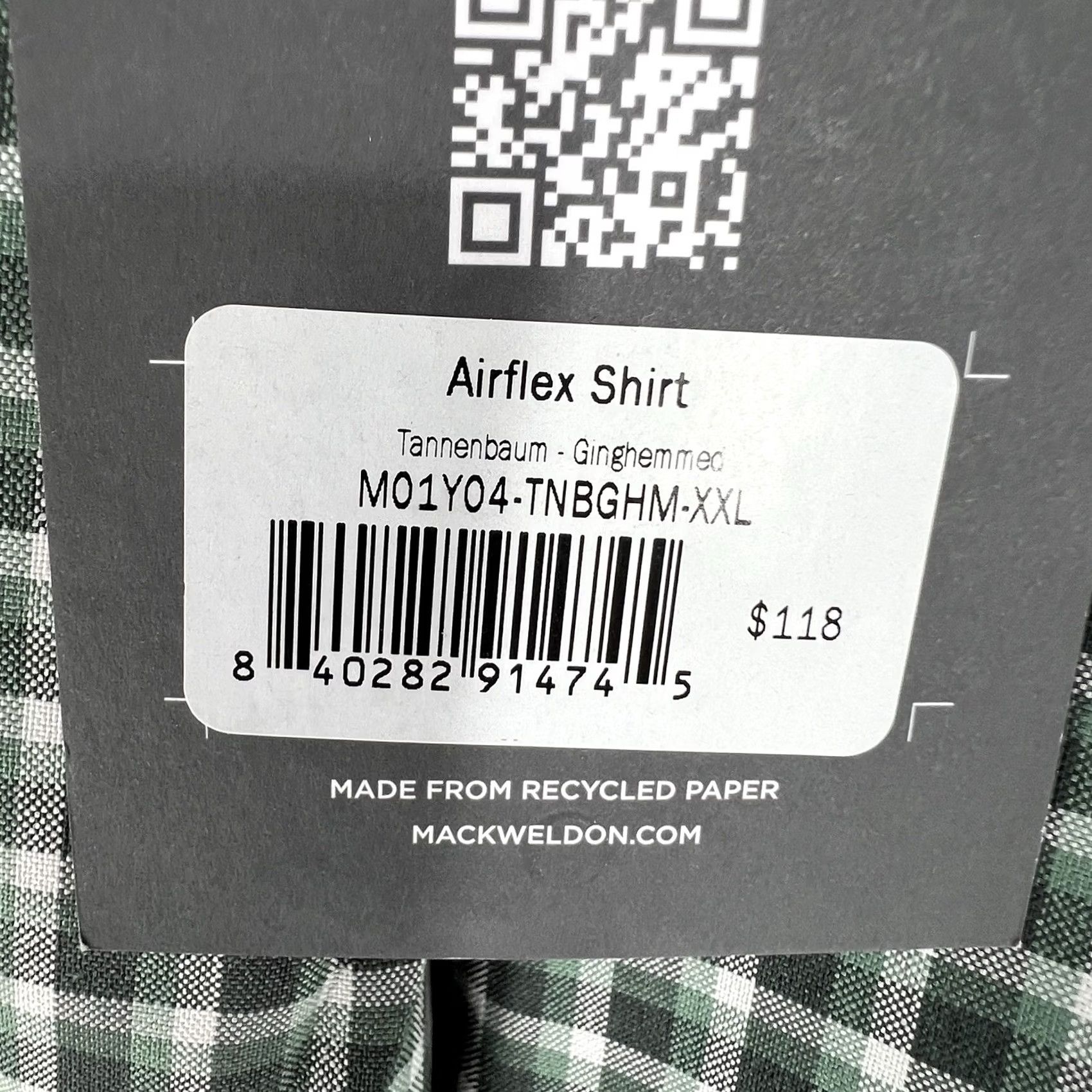 Vintage NWT Mack Weldon Airflex Shirt - Green Gingham - 2XL - Button-Up Mens Size US XXL / EU 58 / 5 - 4 Thumbnail