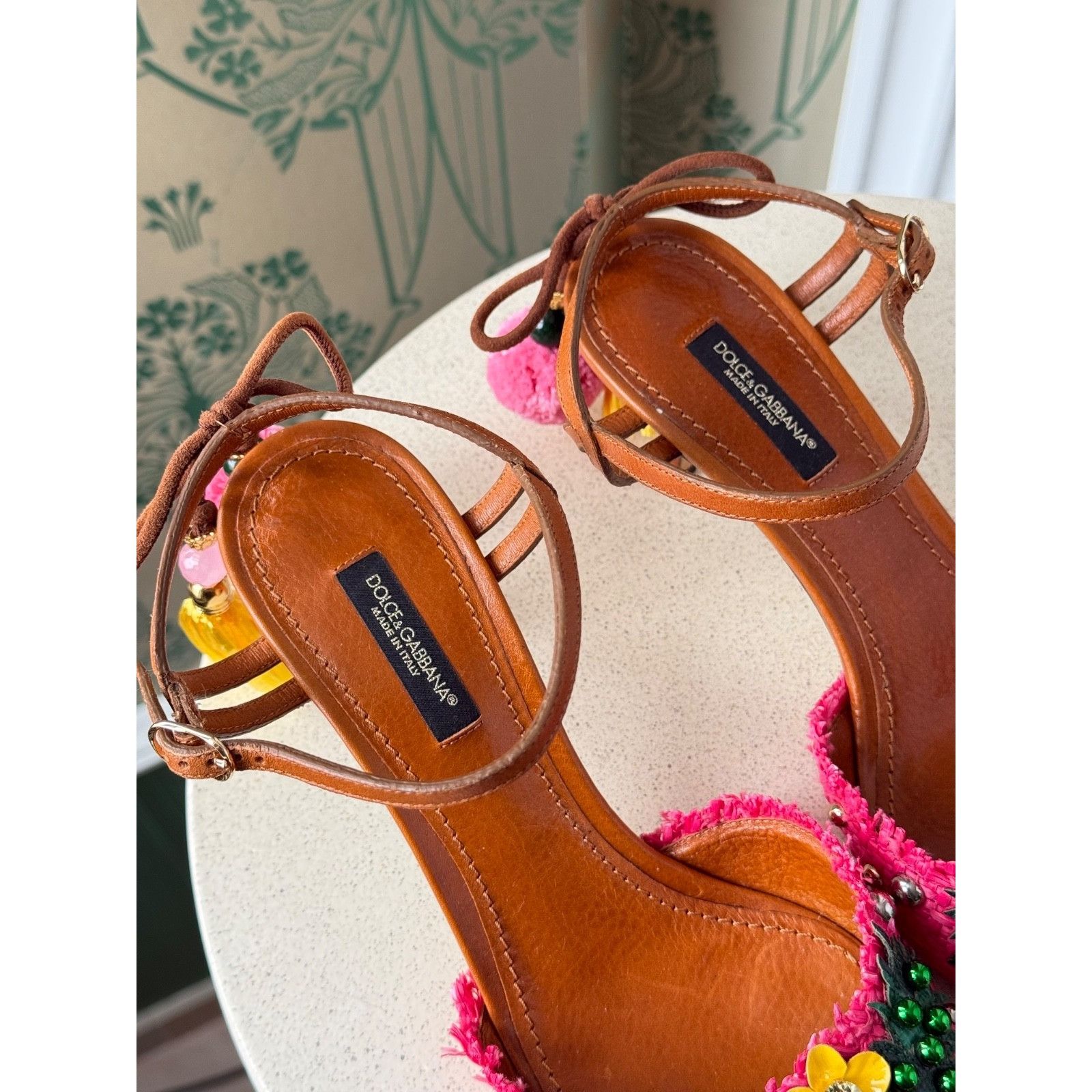 Dolce & Gabbana DOLCE & GABBANA Shoes Pink Pineapple Bellucci Kitten Heels Size US 7.5 / IT 37.5 - 4 Thumbnail