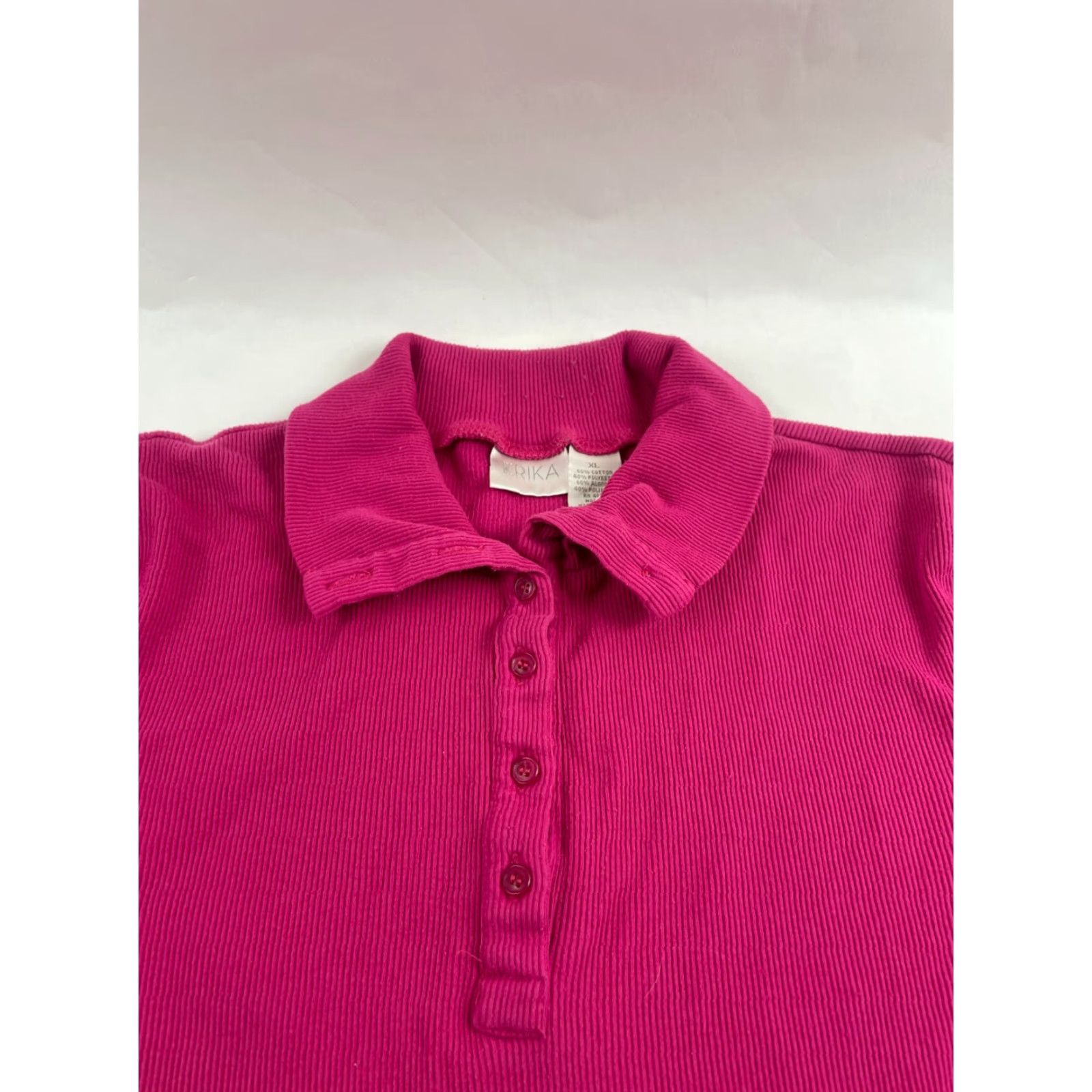 Vintage ERIKA Polo Shirt Women XL Pink Short Sleeve Collar Polo Size XL / US 12-14 / IT 48-50 - 3 Thumbnail