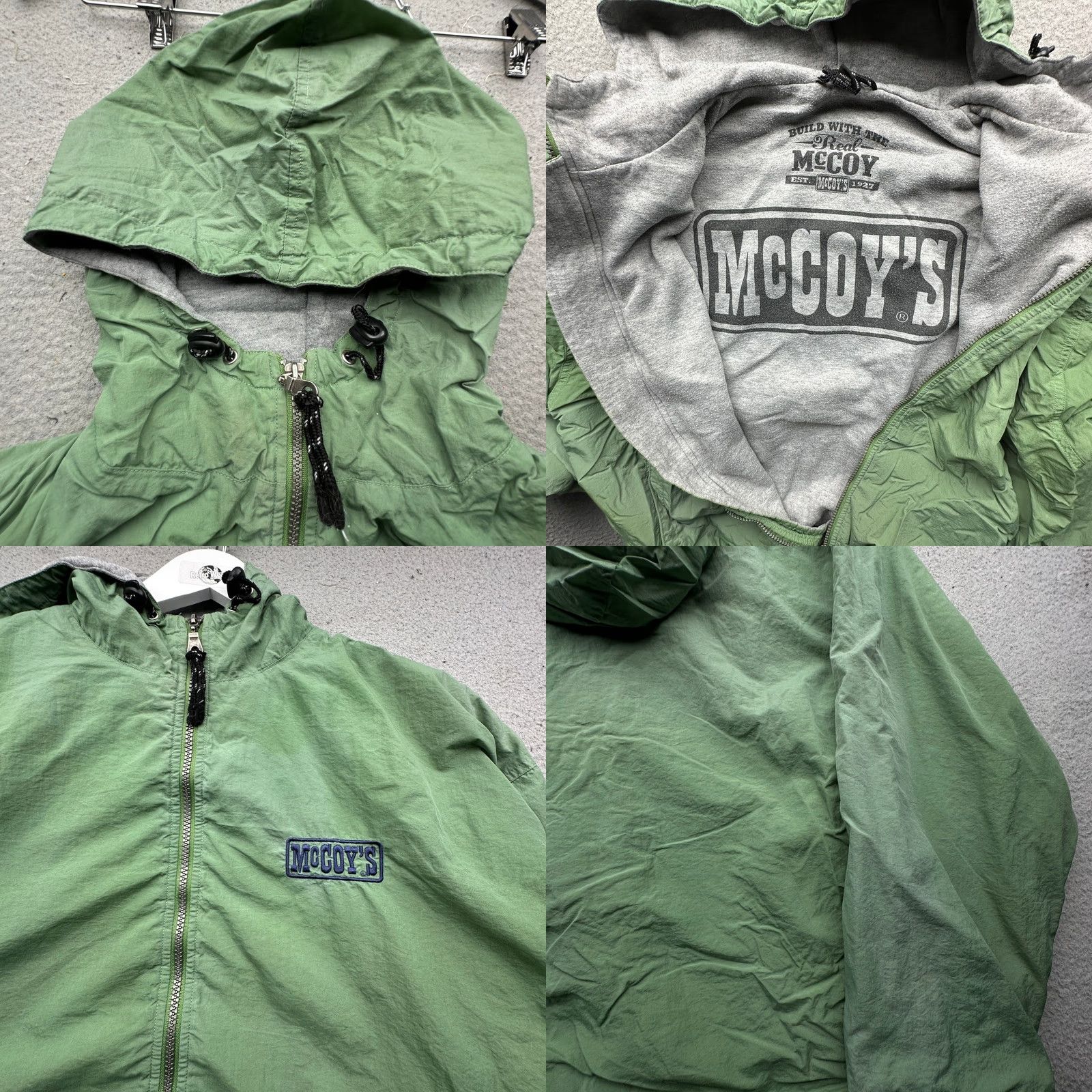 Vintage VINTAGE The Real McCoy's Lined Nylon Jacket Mens XL Green Logo Embroidered Full Zip Hooded Size US XL / EU 56 / 4 - 8 Thumbnail