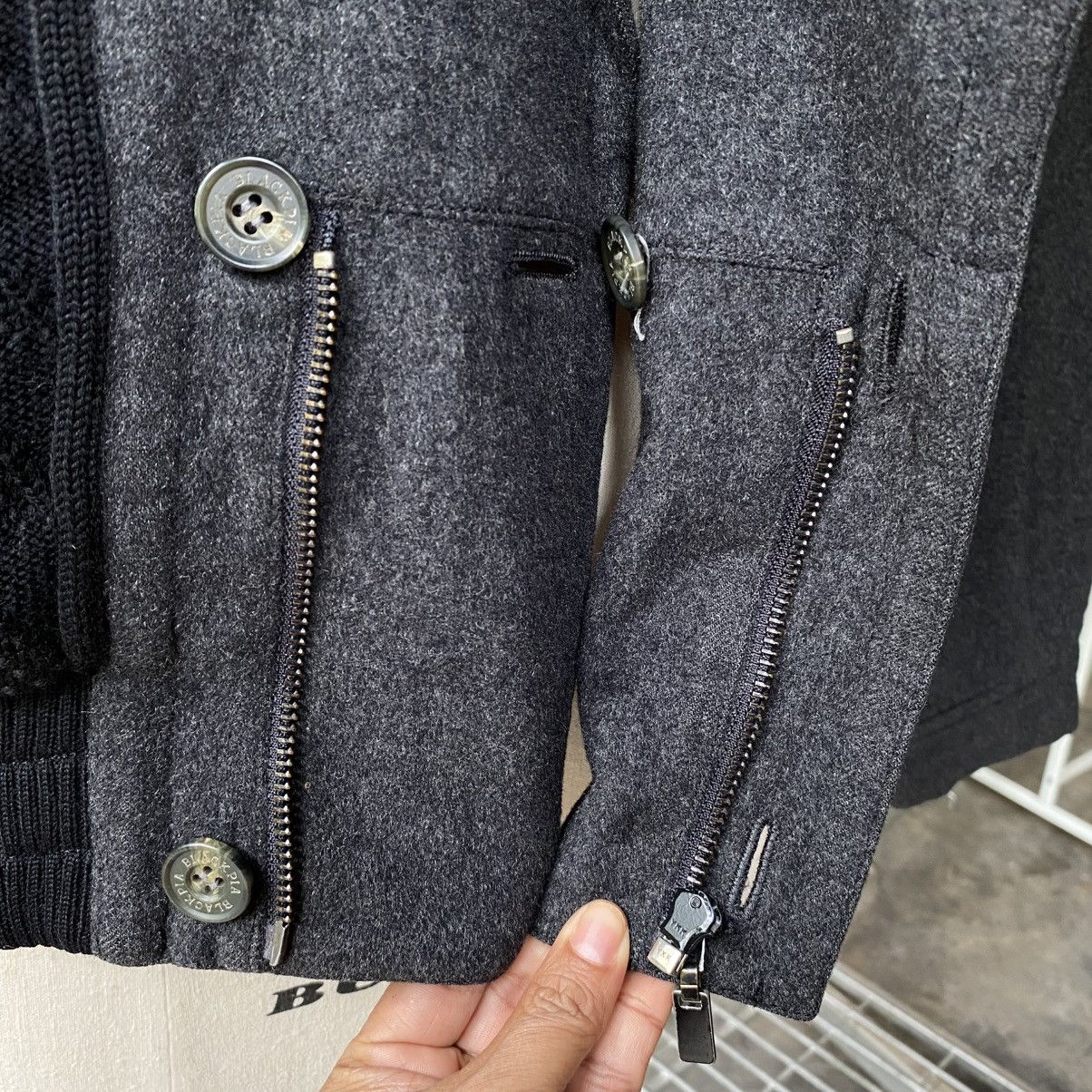 Designer BLACK PIA Dark Gray Knit Panel Jacket Size L / US 10 / IT 46 - 19 Thumbnail