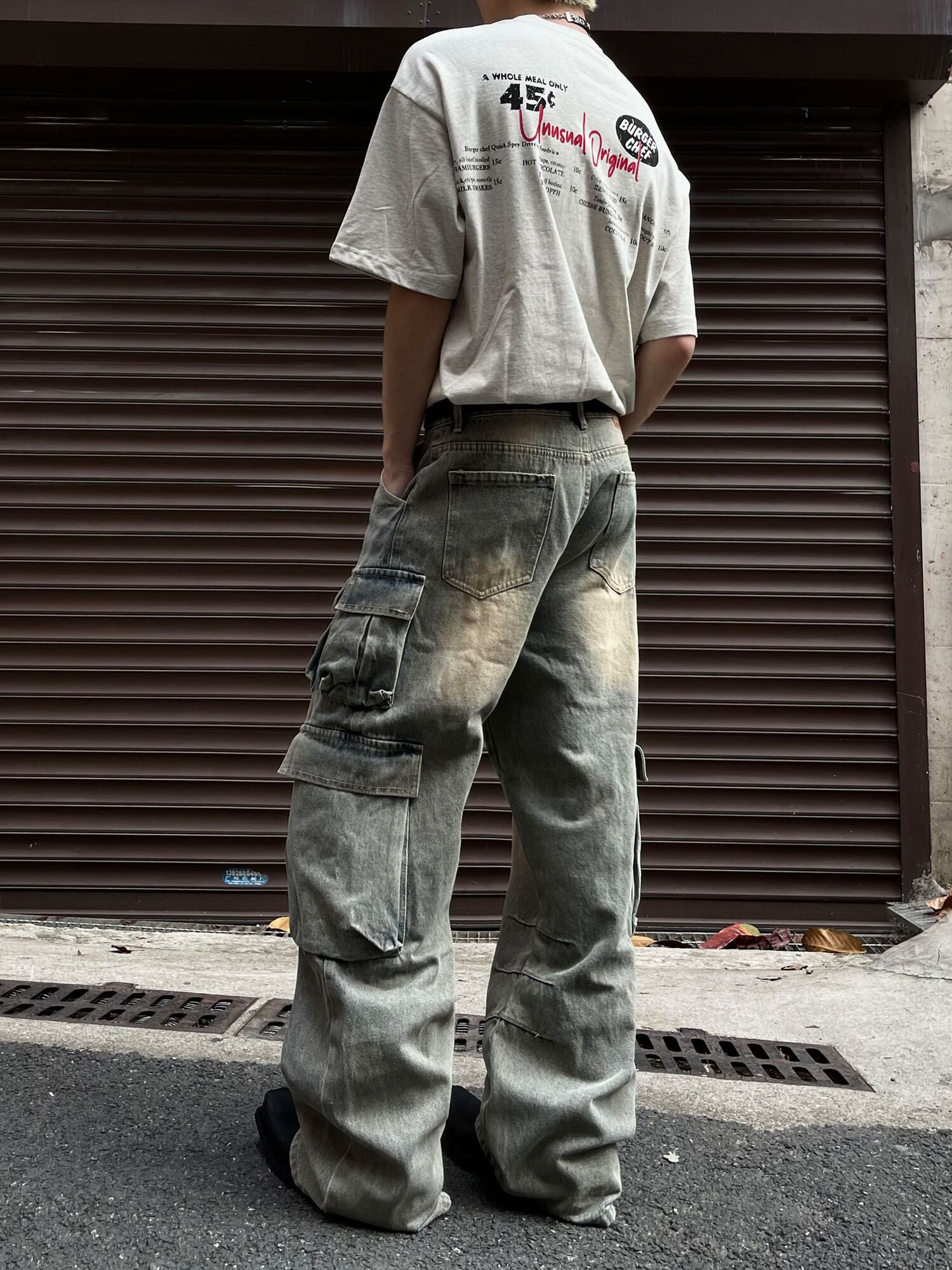 Jean × Vintage washed faded skate hiphop loose baggy cargo jeans Size US 33 - 3 Thumbnail