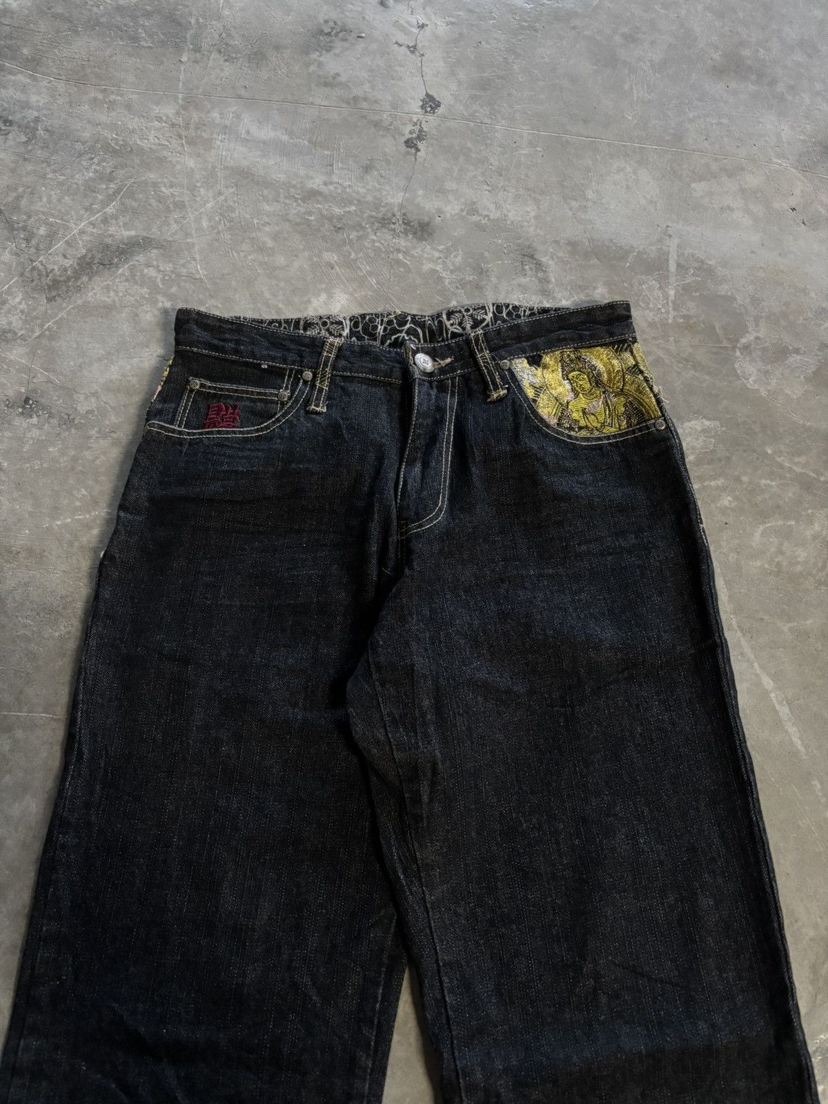 Japanese Brand GUMU buddha hindu japanese denim sukajan karakuri tamashii Size US 30 / EU 46 - 3 Thumbnail