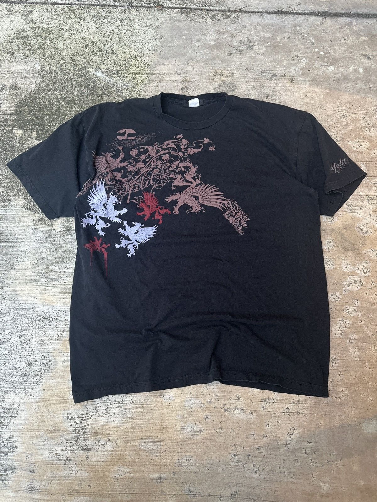 Split Vintage 90s Black Tribal Split Skateboarding Skatewear Tee Size US XL / EU 56 / 4 - 1 Thumbnail