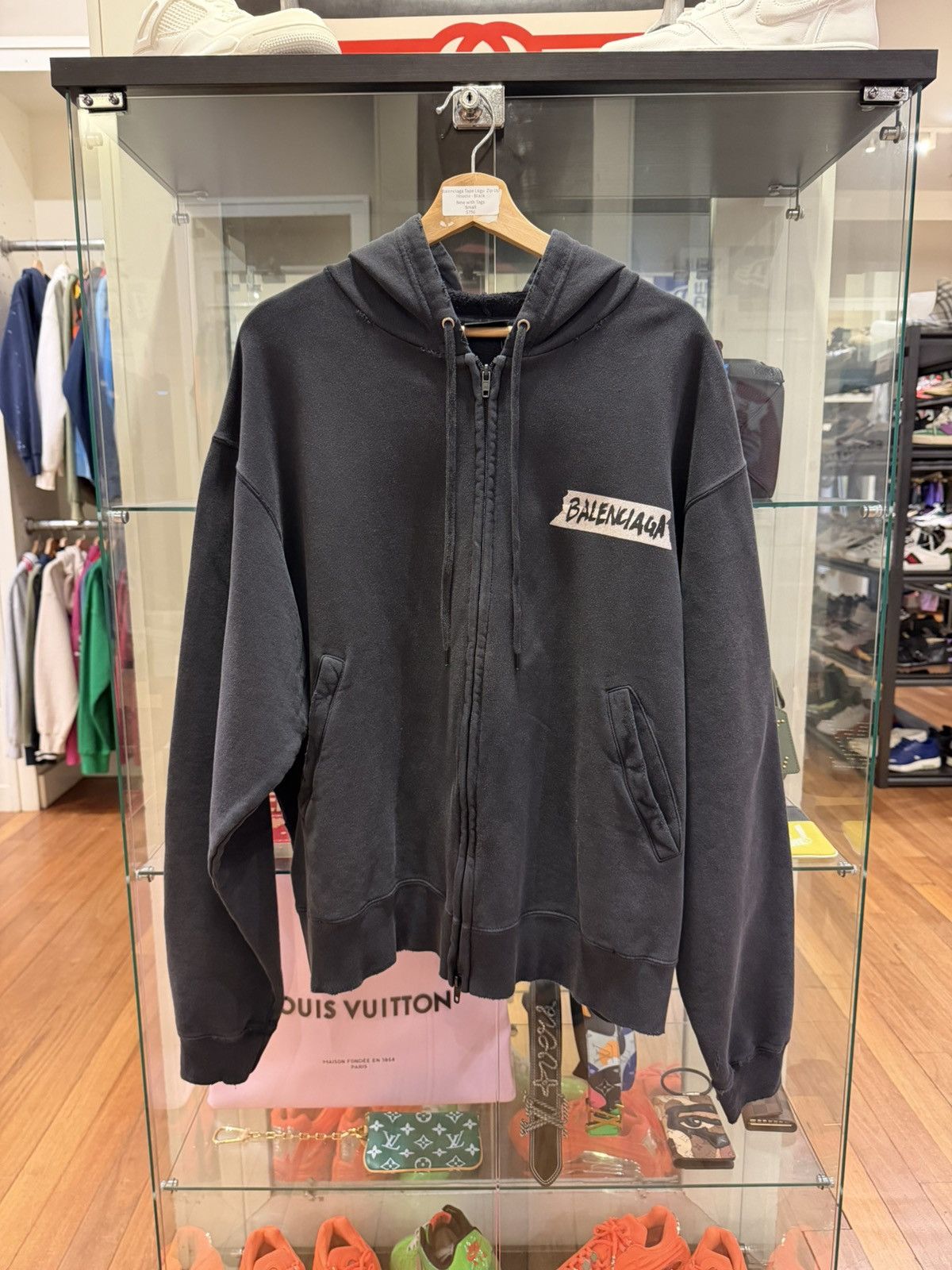 Balenciaga Balenciaga Tape Logo Full Zip Hoodie Size US S / EU 44-46 / 1 - 1 Thumbnail