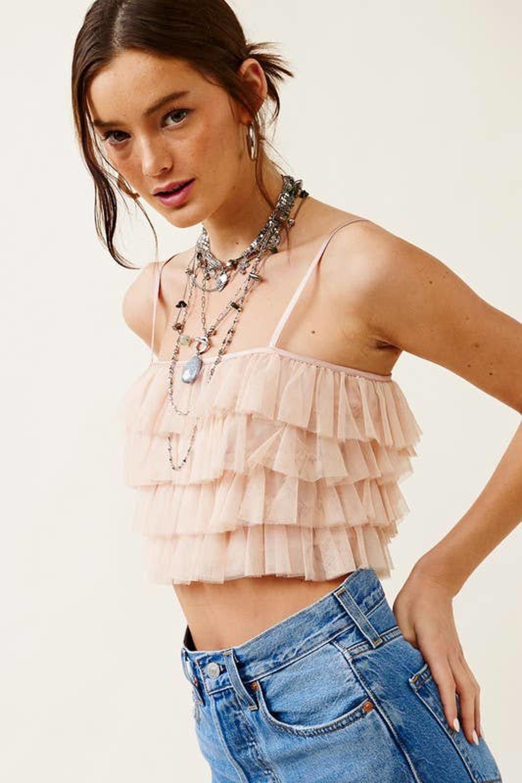 Other Ruffled Tulle Tiered Cropped Tank Top Size S / US 4 / IT 40 - 4 Thumbnail