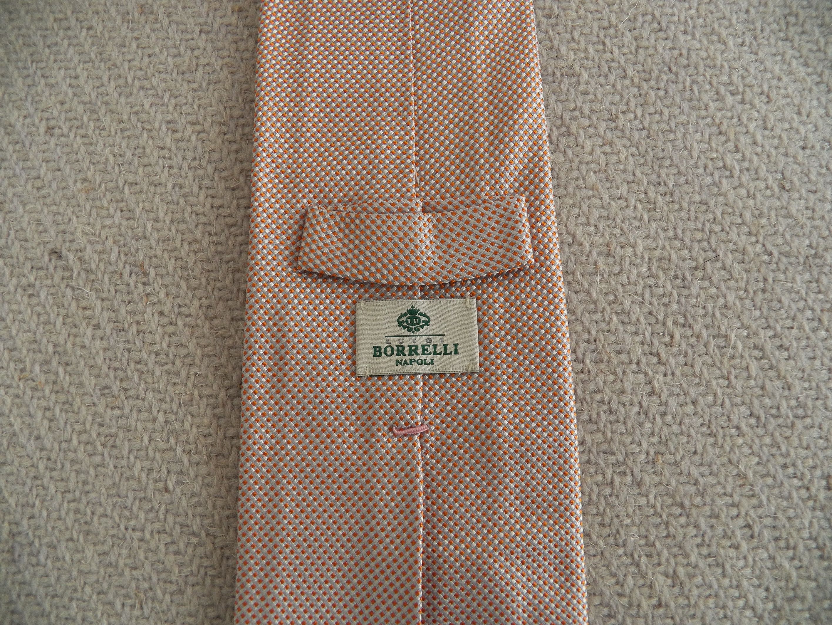 Luigi Borrelli Luigi Borrelli Napoli Necktie orange silver micro check dot Size ONE SIZE - 2 Thumbnail