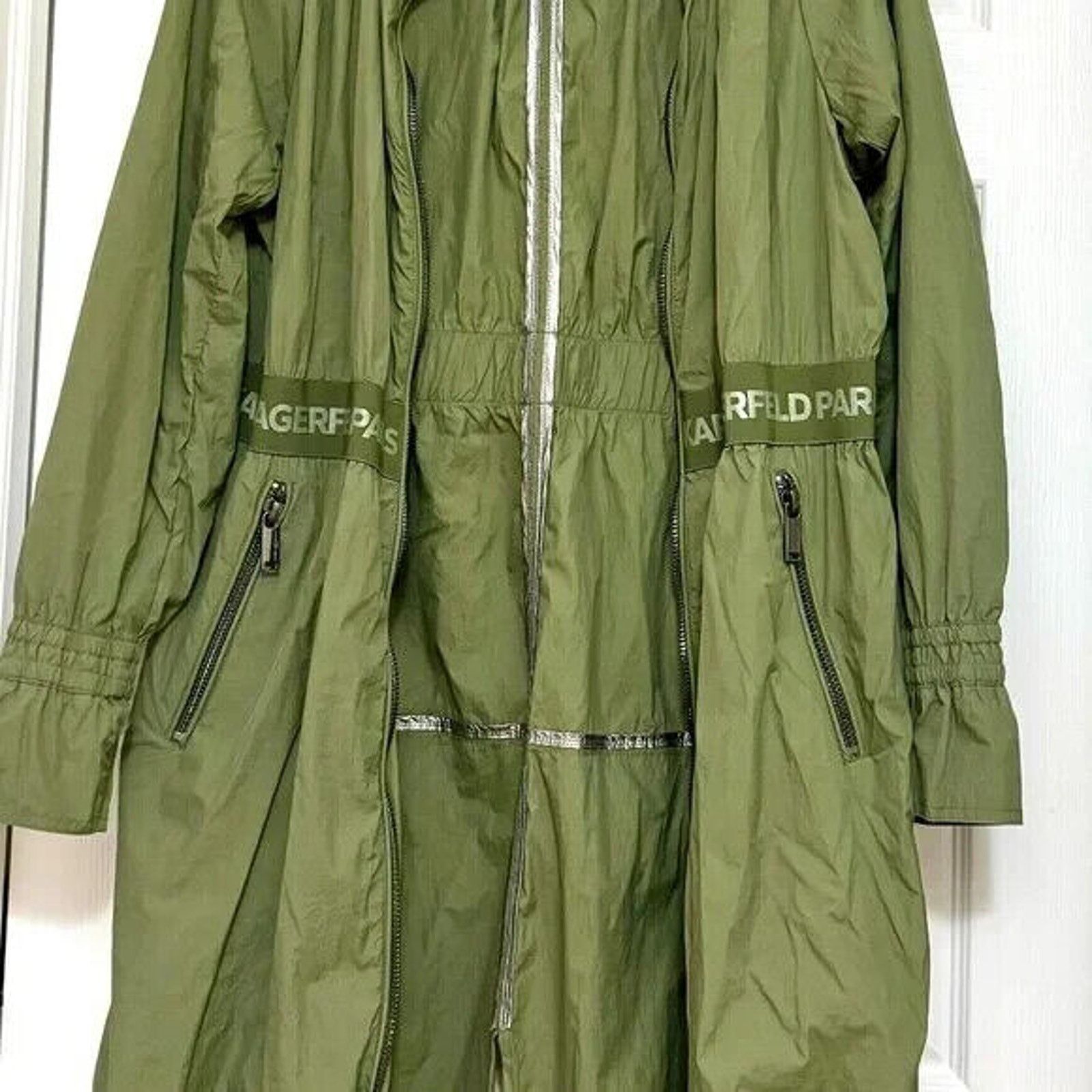 Karl Lagerfeld KARL LAGERFELD PARIS LONG HOODED WINDBREAKER GREEN JACKET XL Size XL / US 12-14 / IT 48-50 - 3 Thumbnail