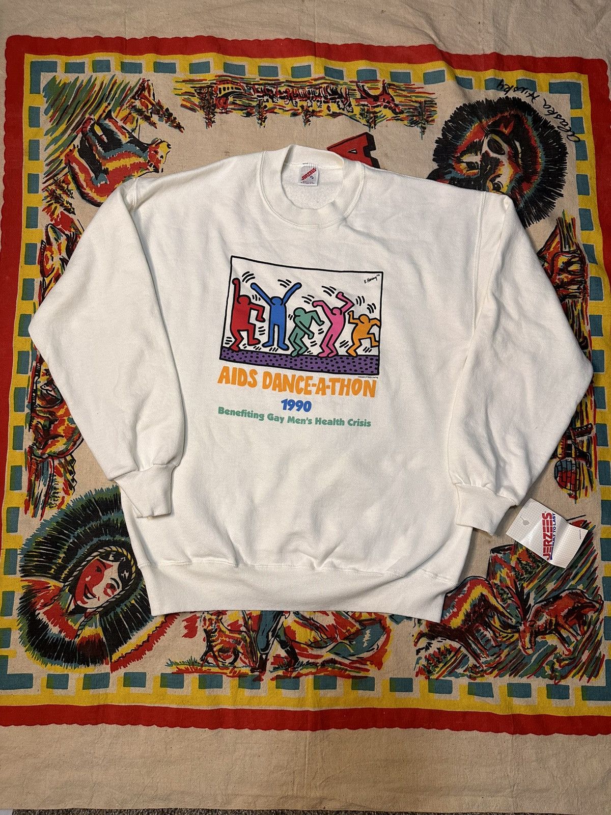 Jerzees × Keith Haring × Vintage 90s keith haring aids dance