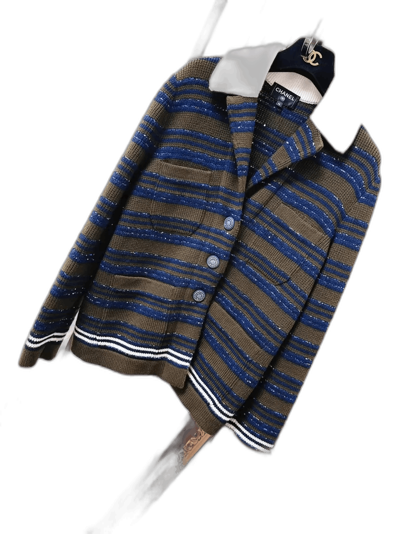 Chanel Chanel Vintage Striped Blazer with Sequins Size S / US 4 / IT 40 - 1 Thumbnail