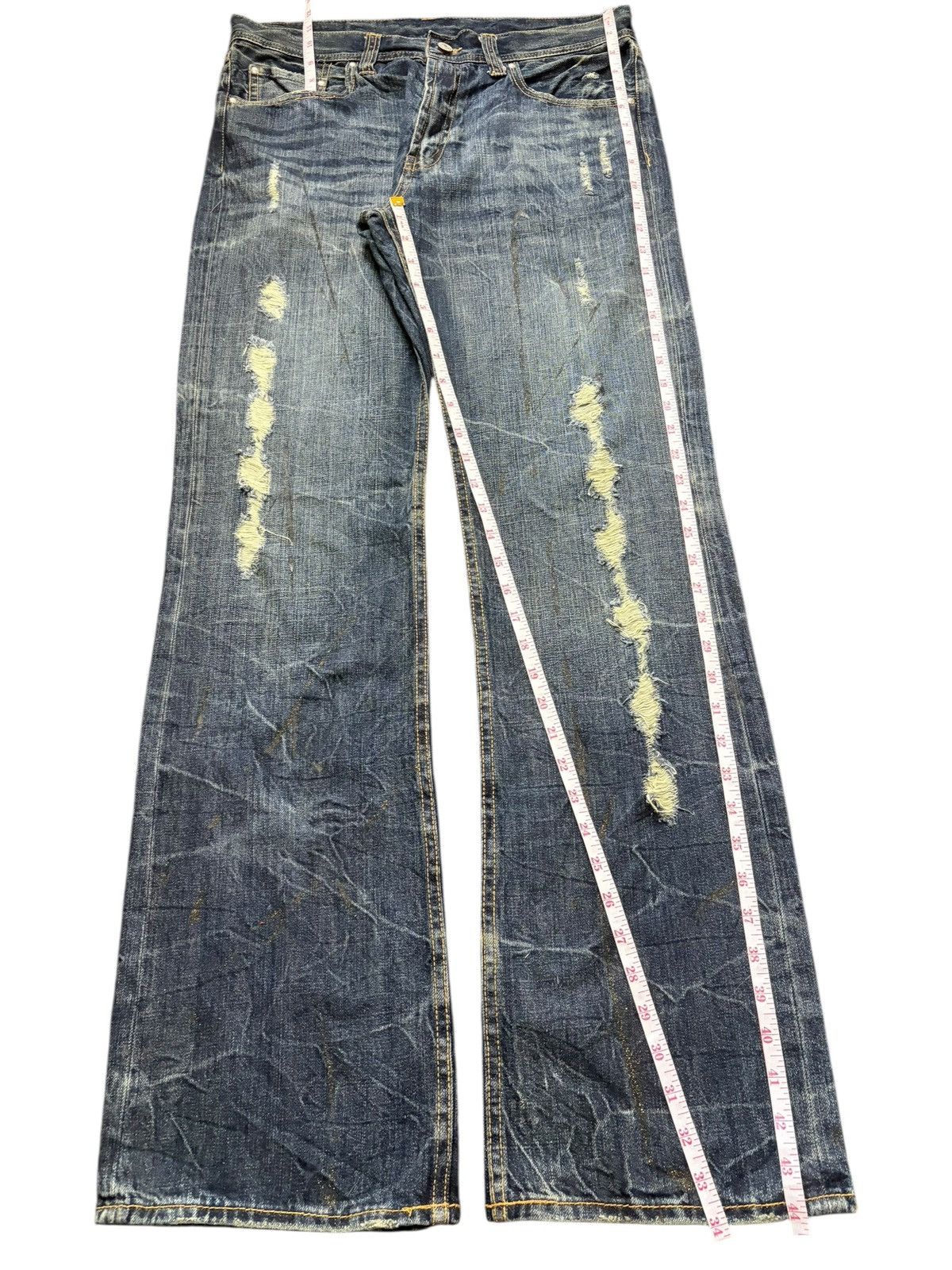 Hysteric Glamour Vintage Japanese Brand Paint Splattered Distress Flare Jeans Size US 33 - 7 Thumbnail