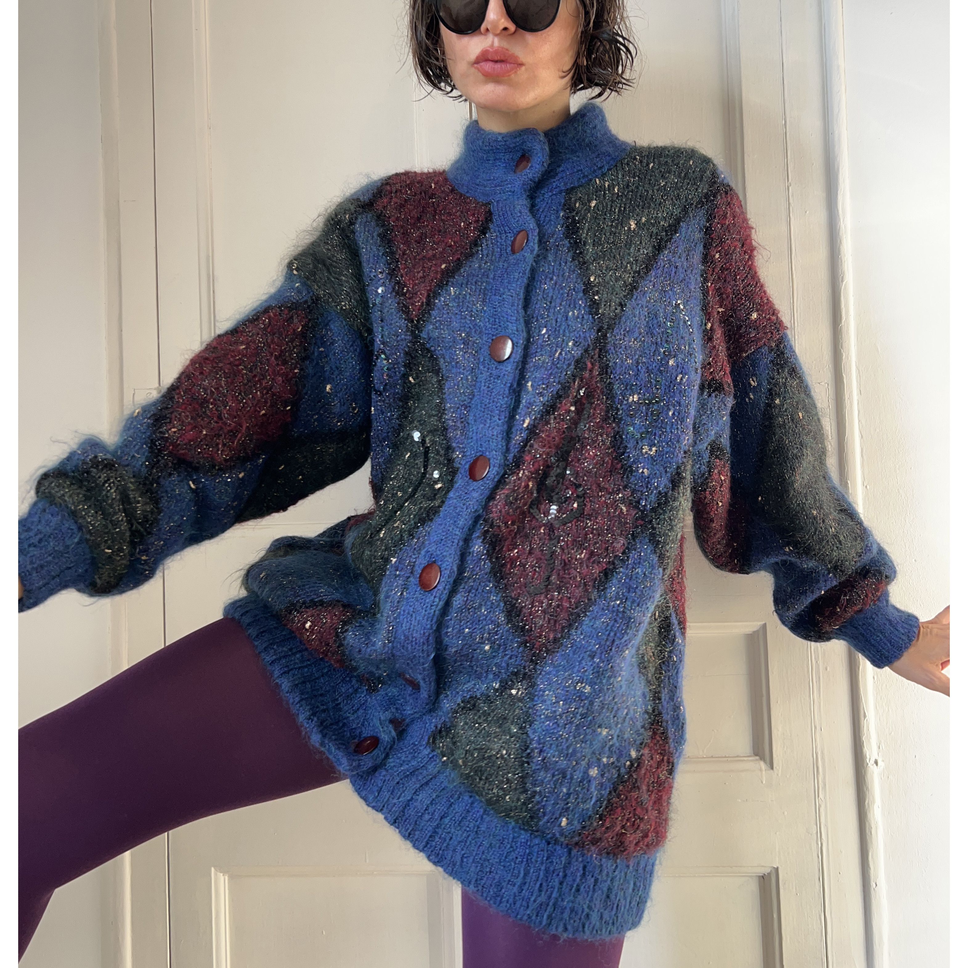 Vintage Vintage Mohair Harlequin Cardigan Size M / US 6-8 / IT 42-44 - 3 Thumbnail