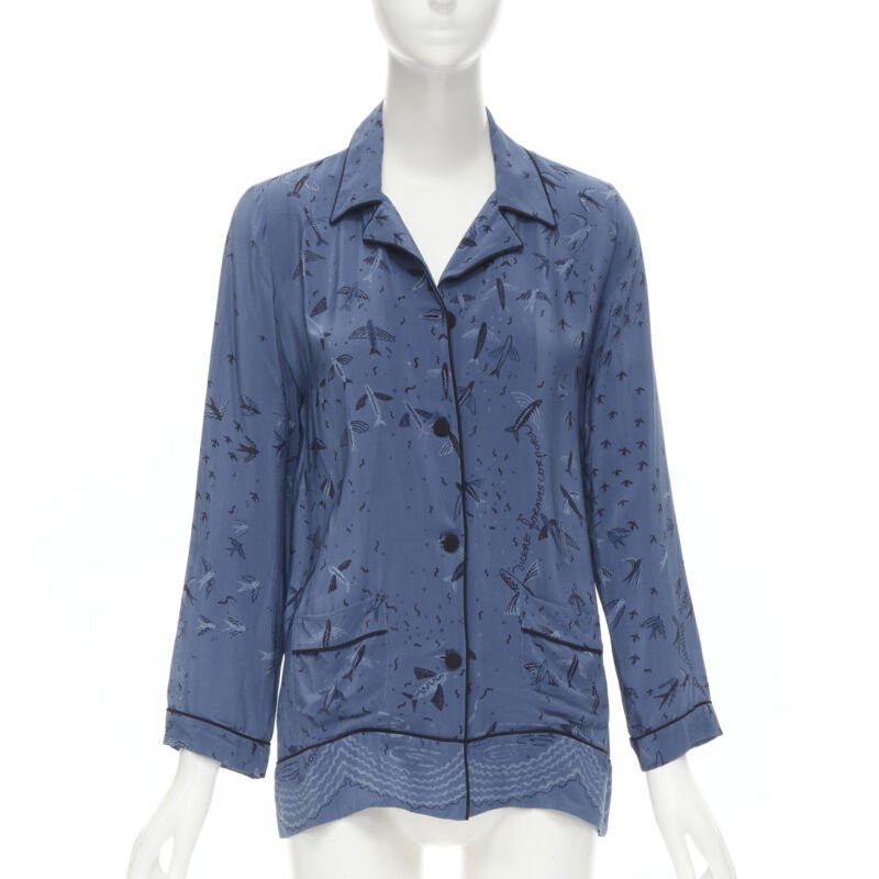 Valentino VALENTINO 100% silk 2017 Garden of Early Delights Corpora silk blue shirt S Size S / US 4 / IT 40 - 1 Thumbnail