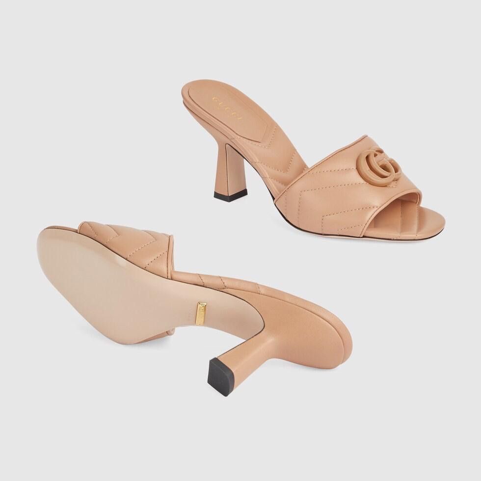 Gucci Double G Mid Heel Slide Sandlas in beige Size US 8 / IT 38 - 2 Thumbnail