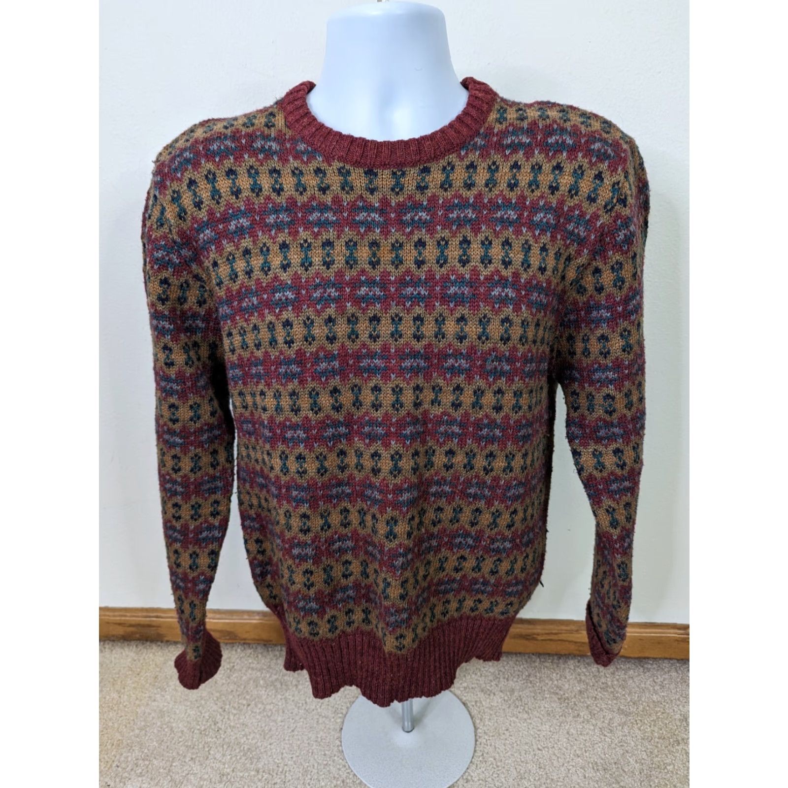 Vintage VINTAGE 90s Mens Fair Isle Acrylic Ski Sweater Large Beige/Red S12 Size US L / EU 52-54 / 3 - 2 Thumbnail
