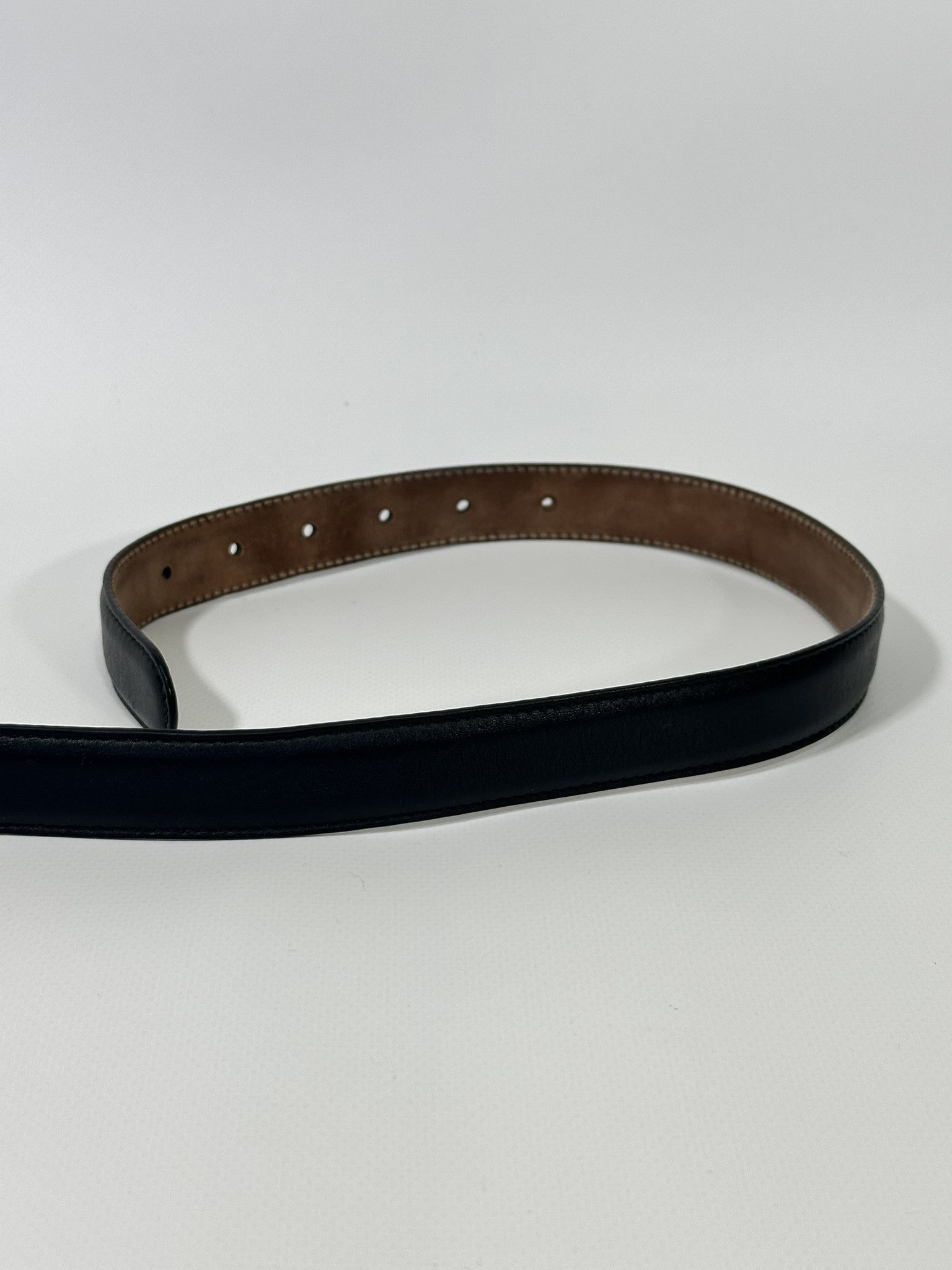 Gucci Gucci Thin Belt Black Leather Interlocking G Buckle Size ONE SIZE - 6 Thumbnail